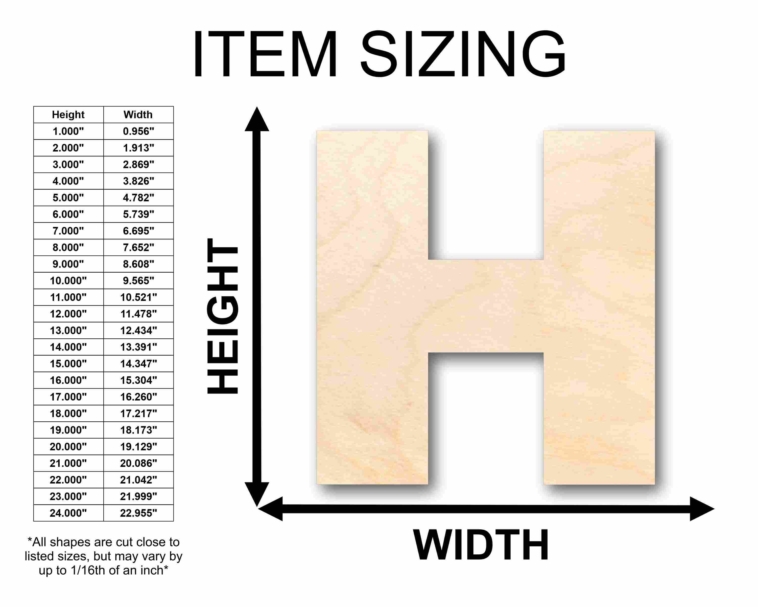 Unfinished Wood Block Letter H - Craft - up to 46" DIY - Image 2