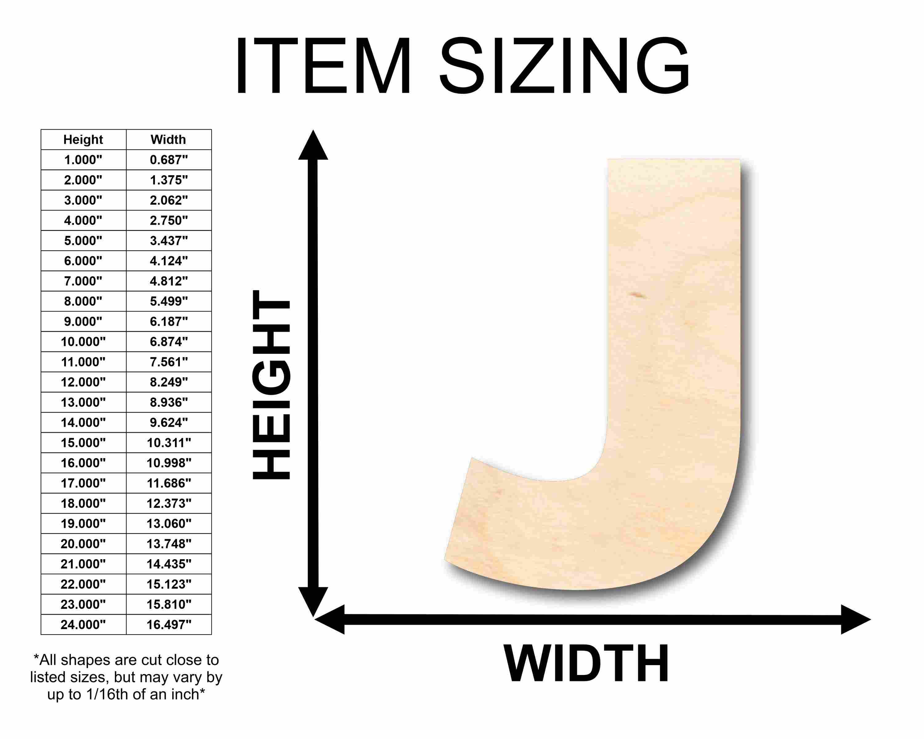 Unfinished Wood Block Letter J - Craft - up to 46" DIY - Image 2