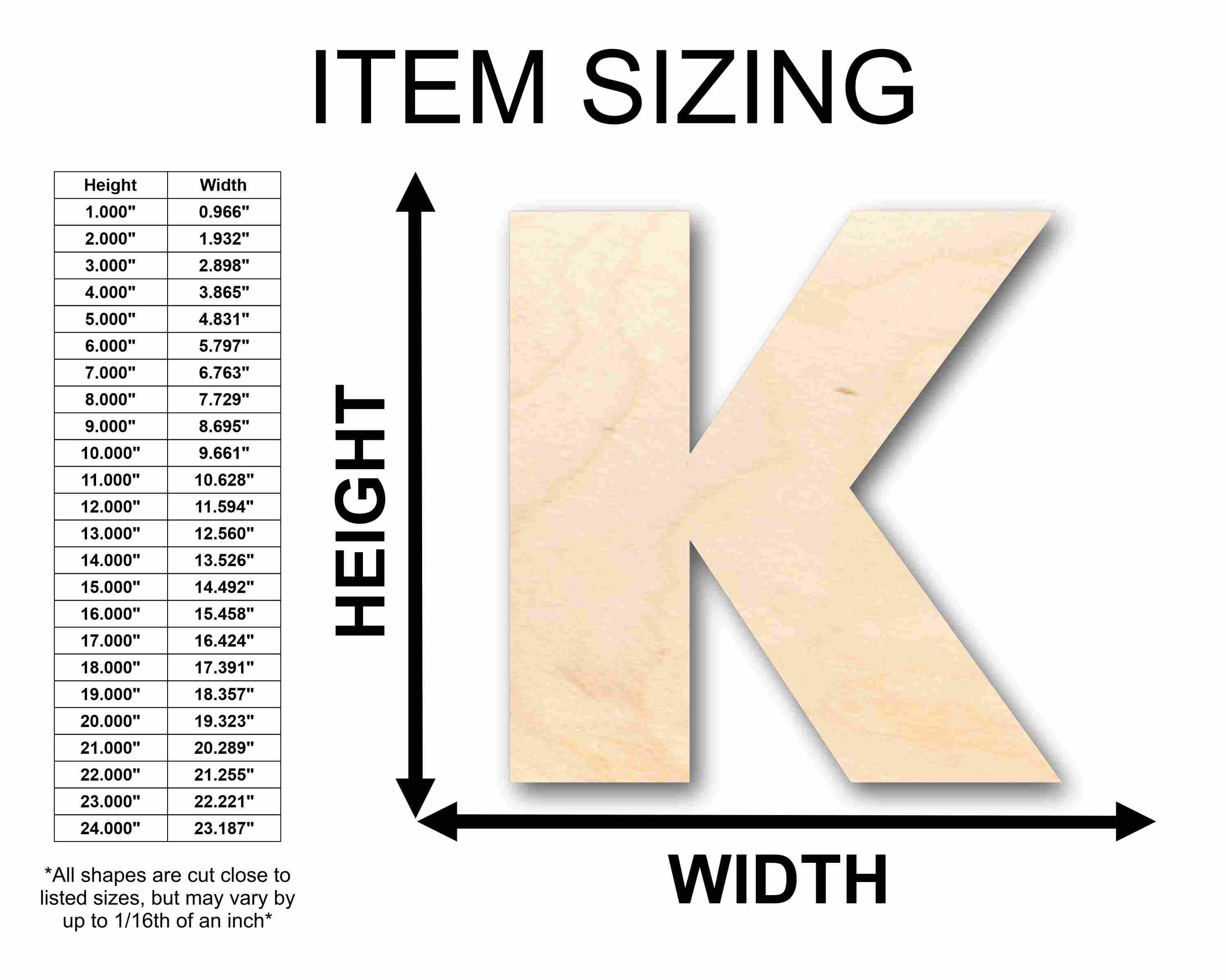 Unfinished Wood Block Letter K - Craft - up to 46" DIY - Image 2