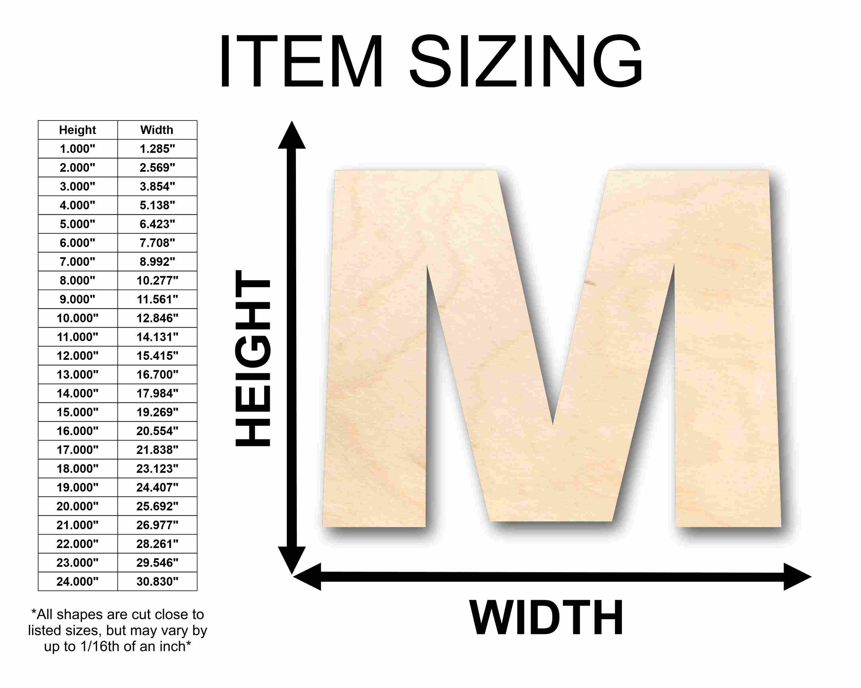 Unfinished Wood Block Letter M - Craft - up to 46" DIY - Image 2