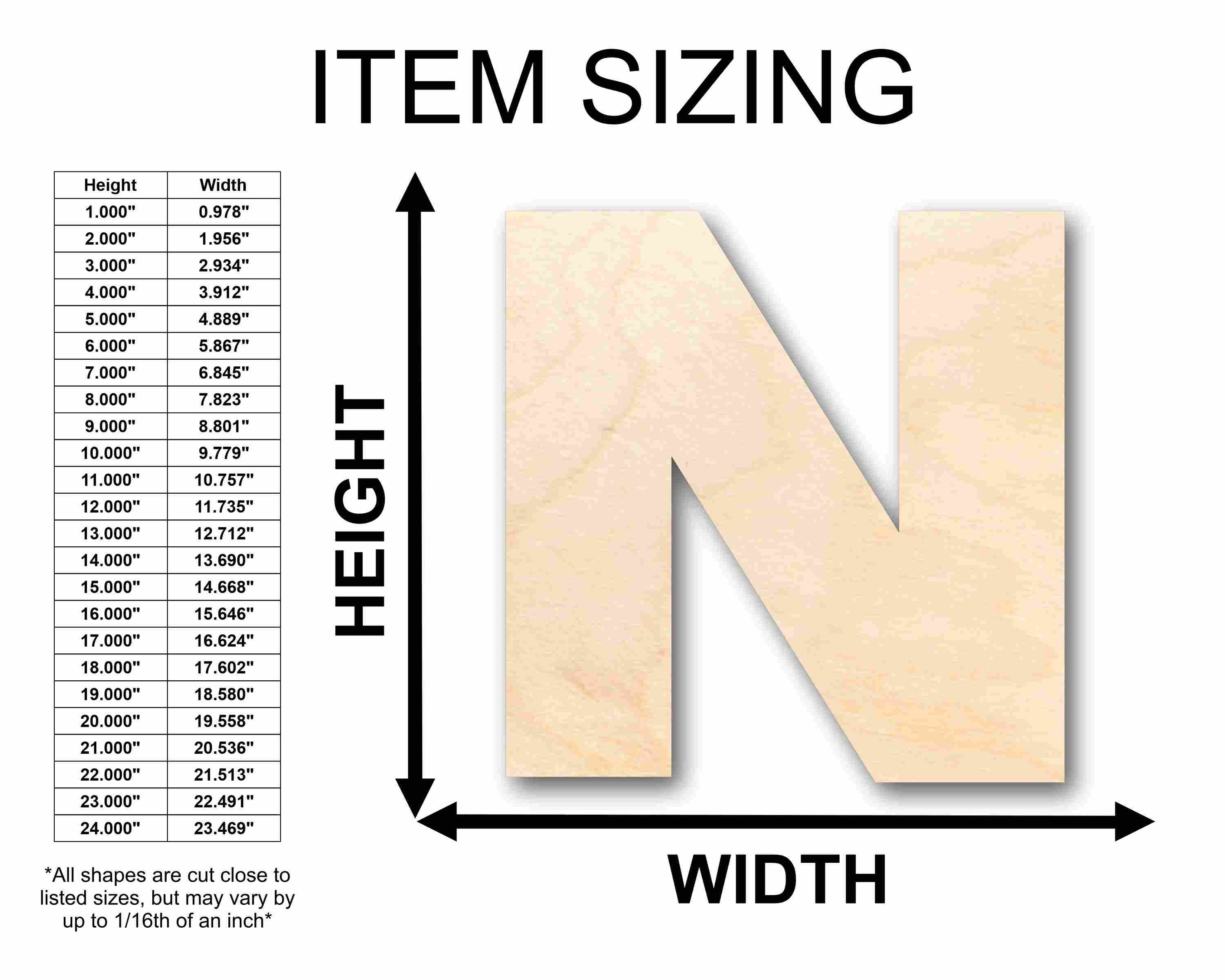 Unfinished Wood Block Letter N - Craft - up to 46" DIY - Image 2