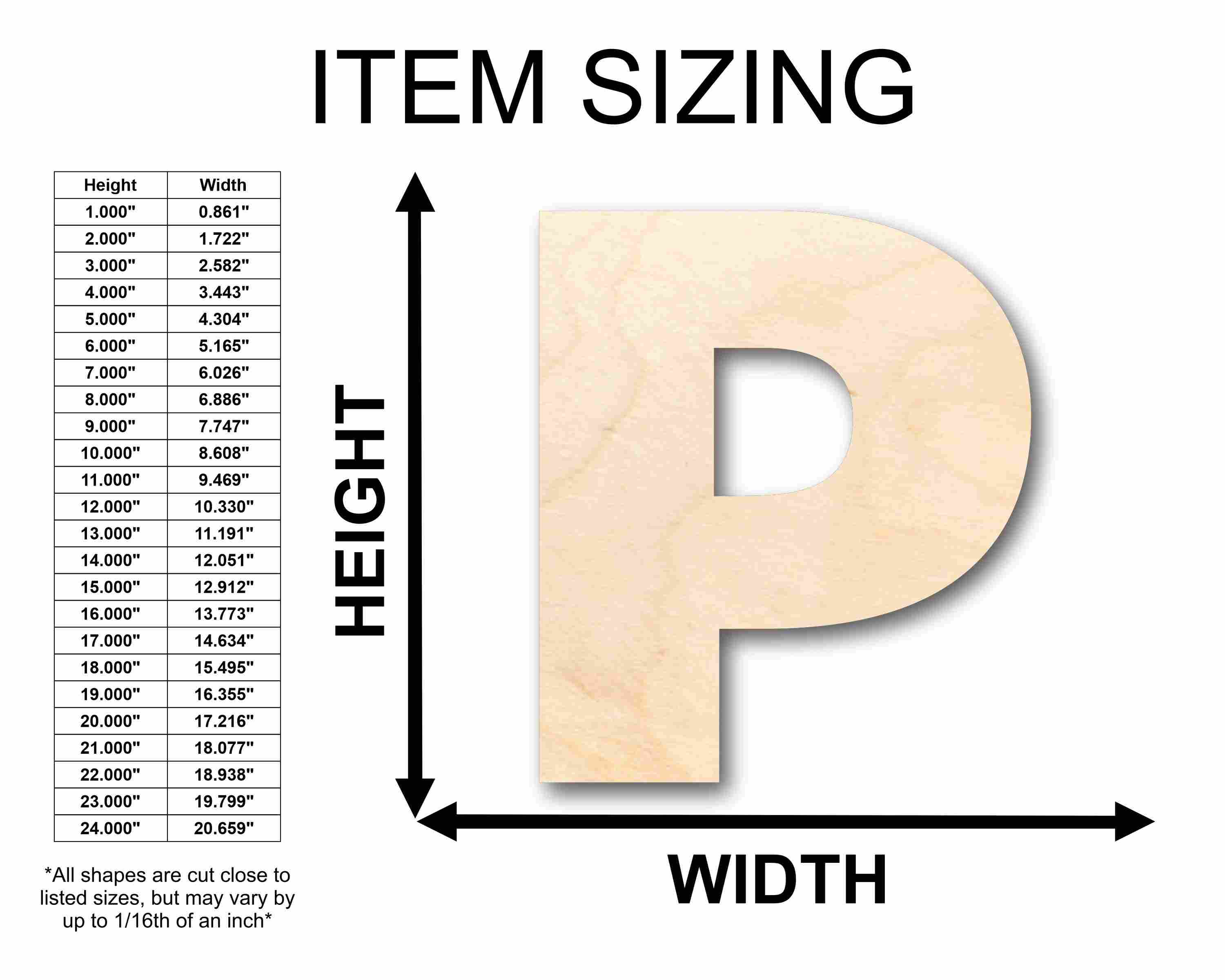 Unfinished Wood Block Letter P - Craft - up to 46" DIY - Image 2