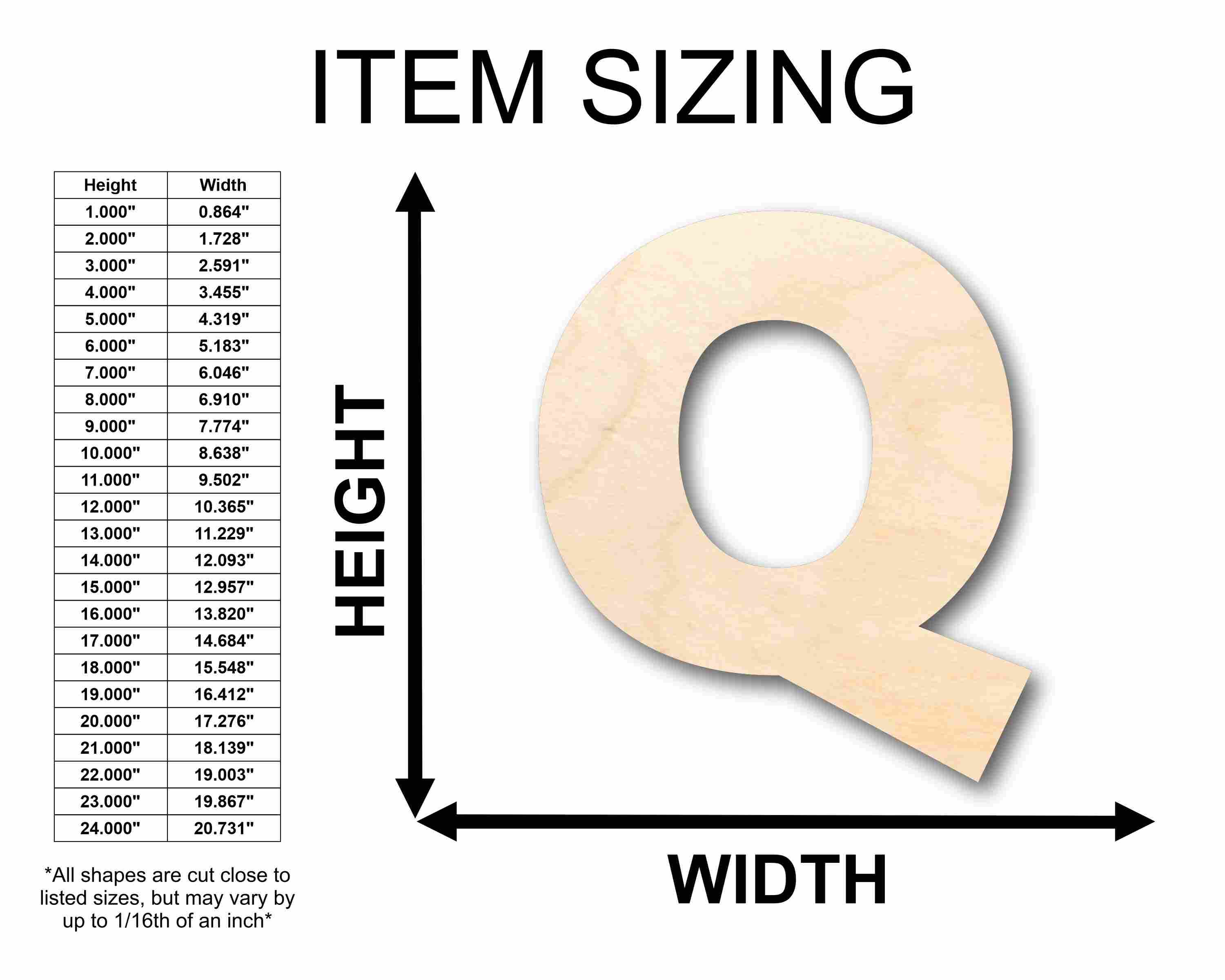 Unfinished Wood Block Letter Q - Craft - up to 46" DIY - Image 2