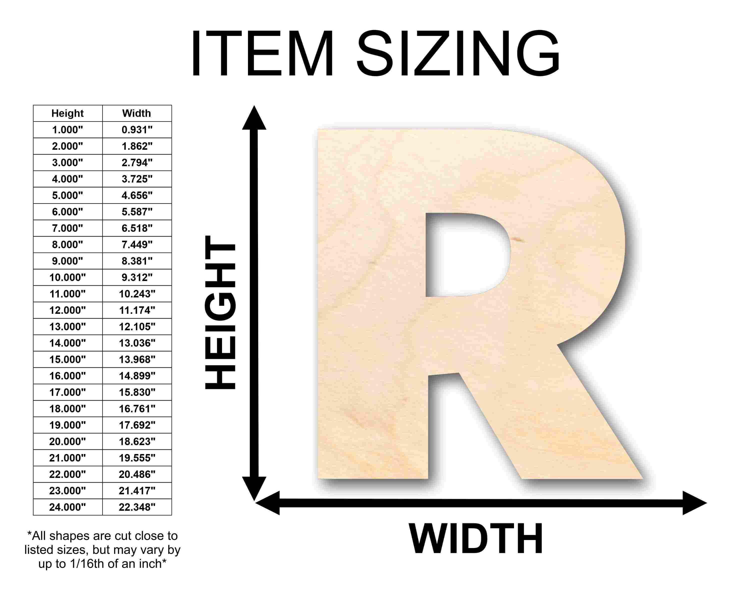 Unfinished Wood Block Letter R - Craft - up to 46" DIY - Image 2
