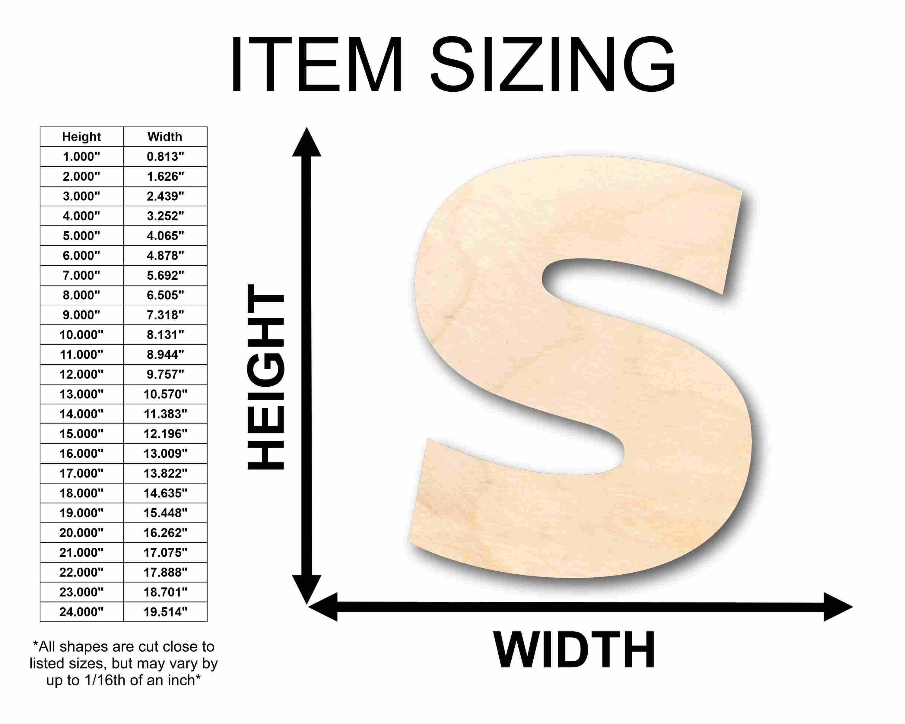 Unfinished Wood Block Letter S - Craft - up to 46" DIY - Image 2