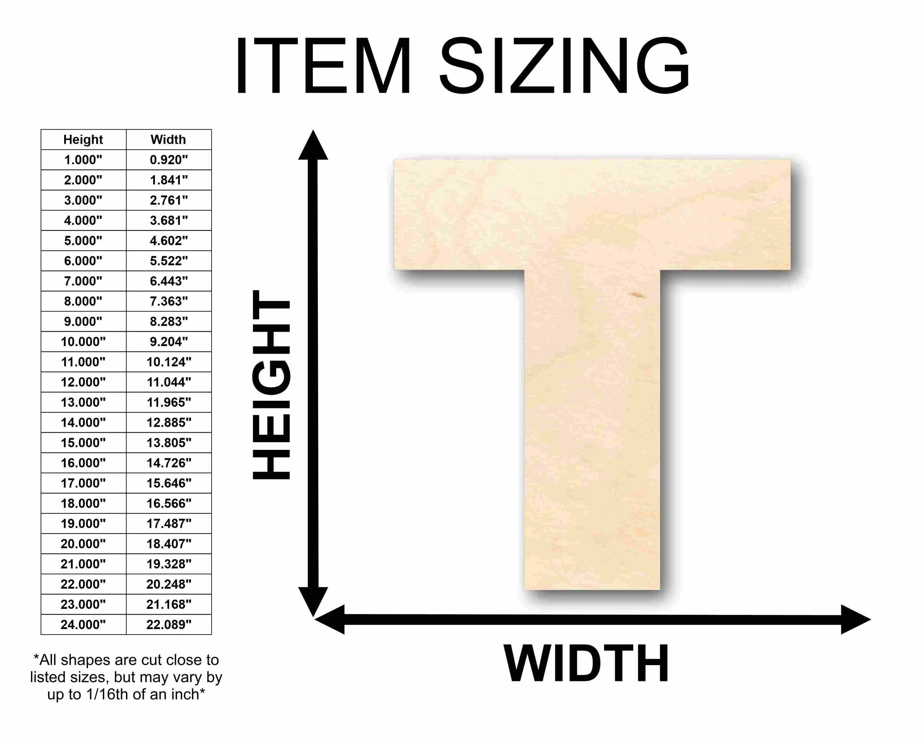 Unfinished Wood Block Letter T - Craft - up to 46" DIY - Image 2