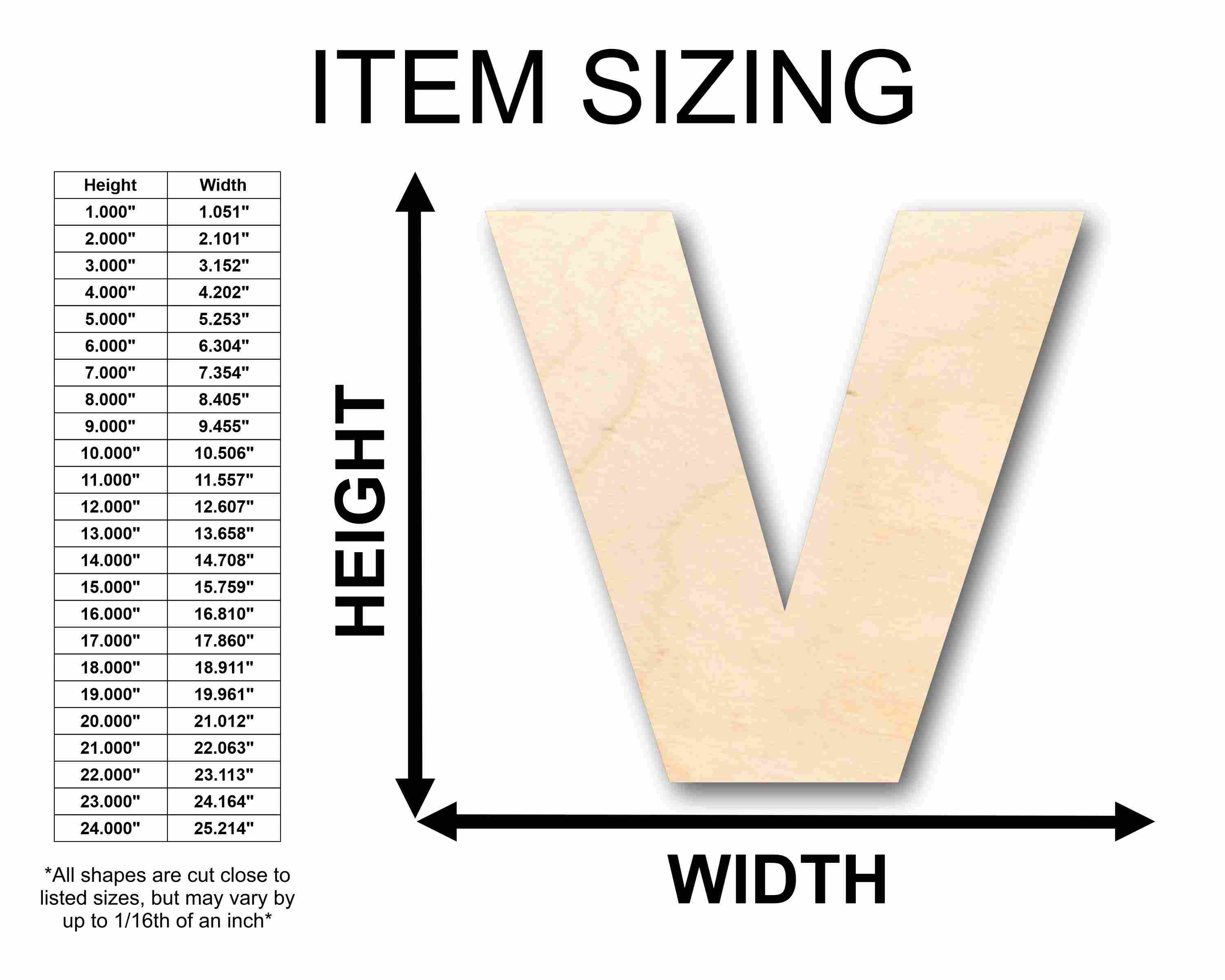 Unfinished Wood Block Letter V - Craft - up to 46" DIY - Image 2
