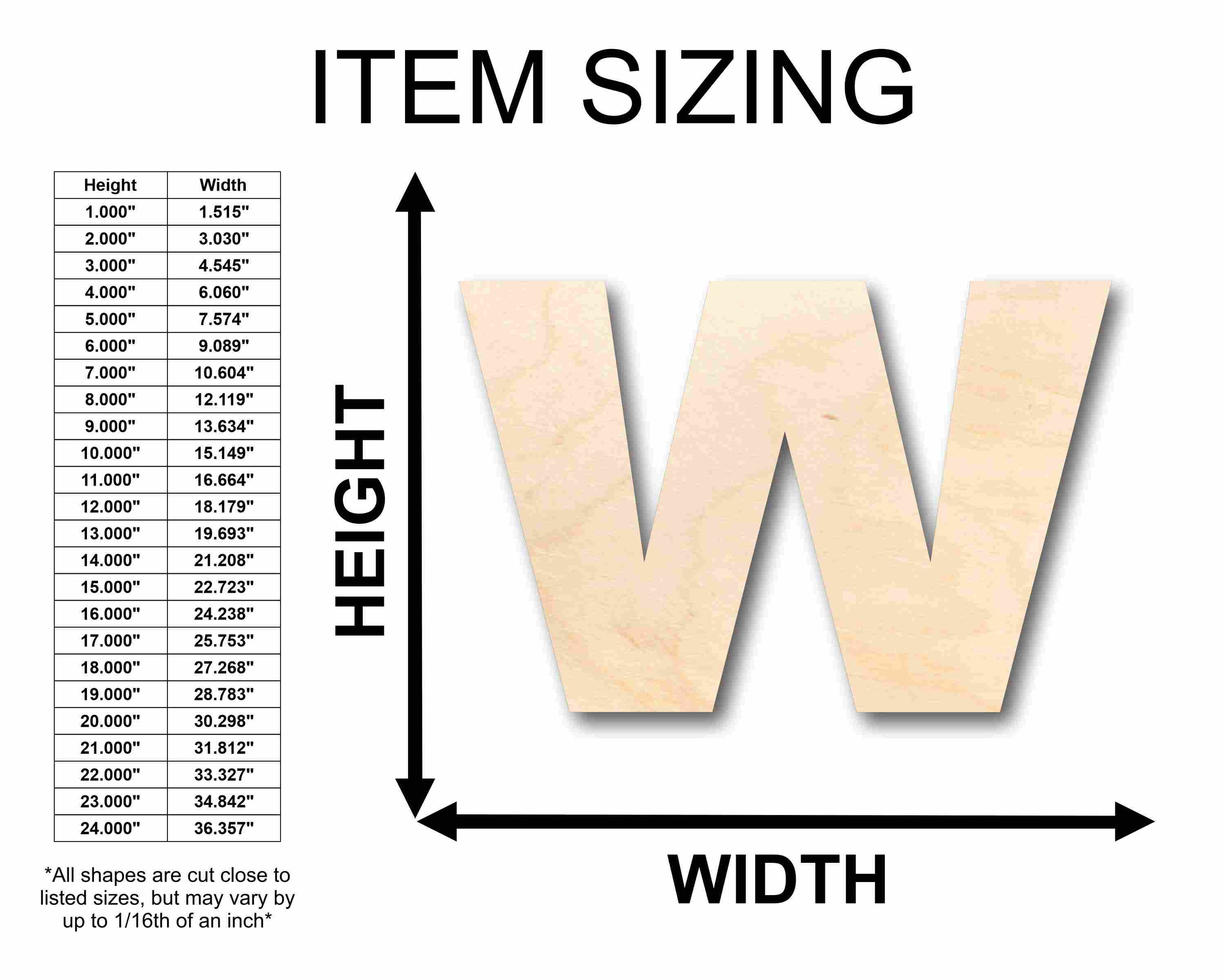 Unfinished Wood Block Letter W - Craft - up to 46" DIY - Image 2