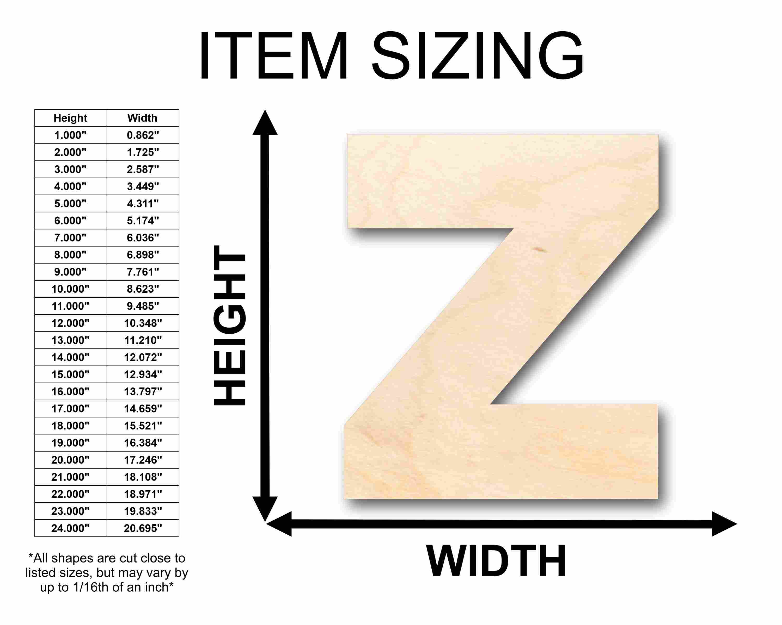 Unfinished Wood Block Letter Z - Craft - up to 46" DIY - Image 2