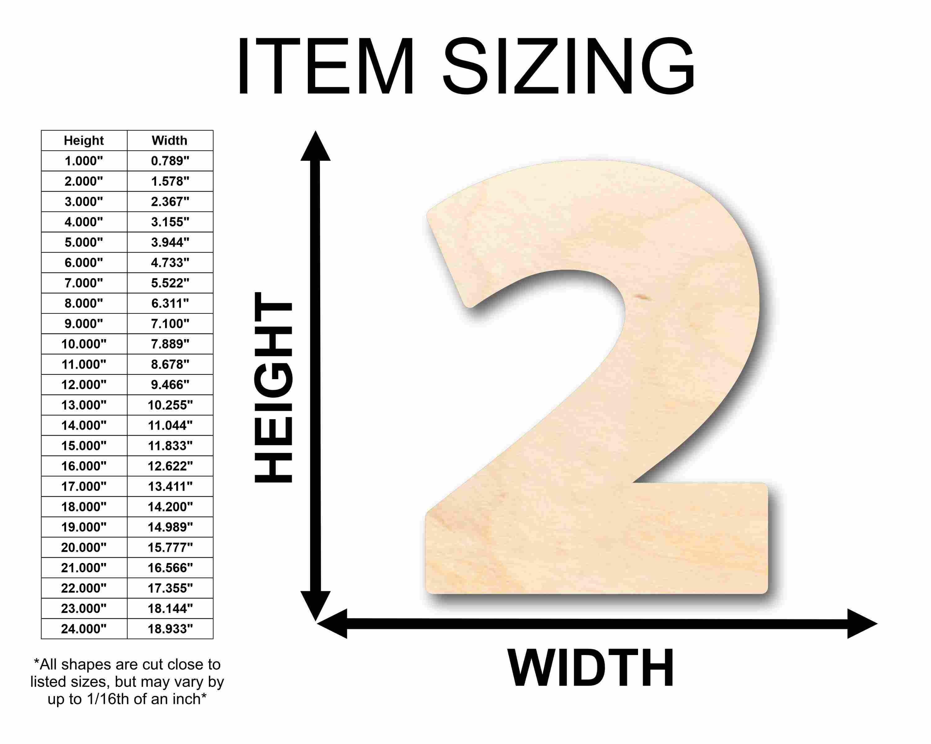 Unfinished Wood Block Number 2 - Craft - up to 46" DIY - Image 2
