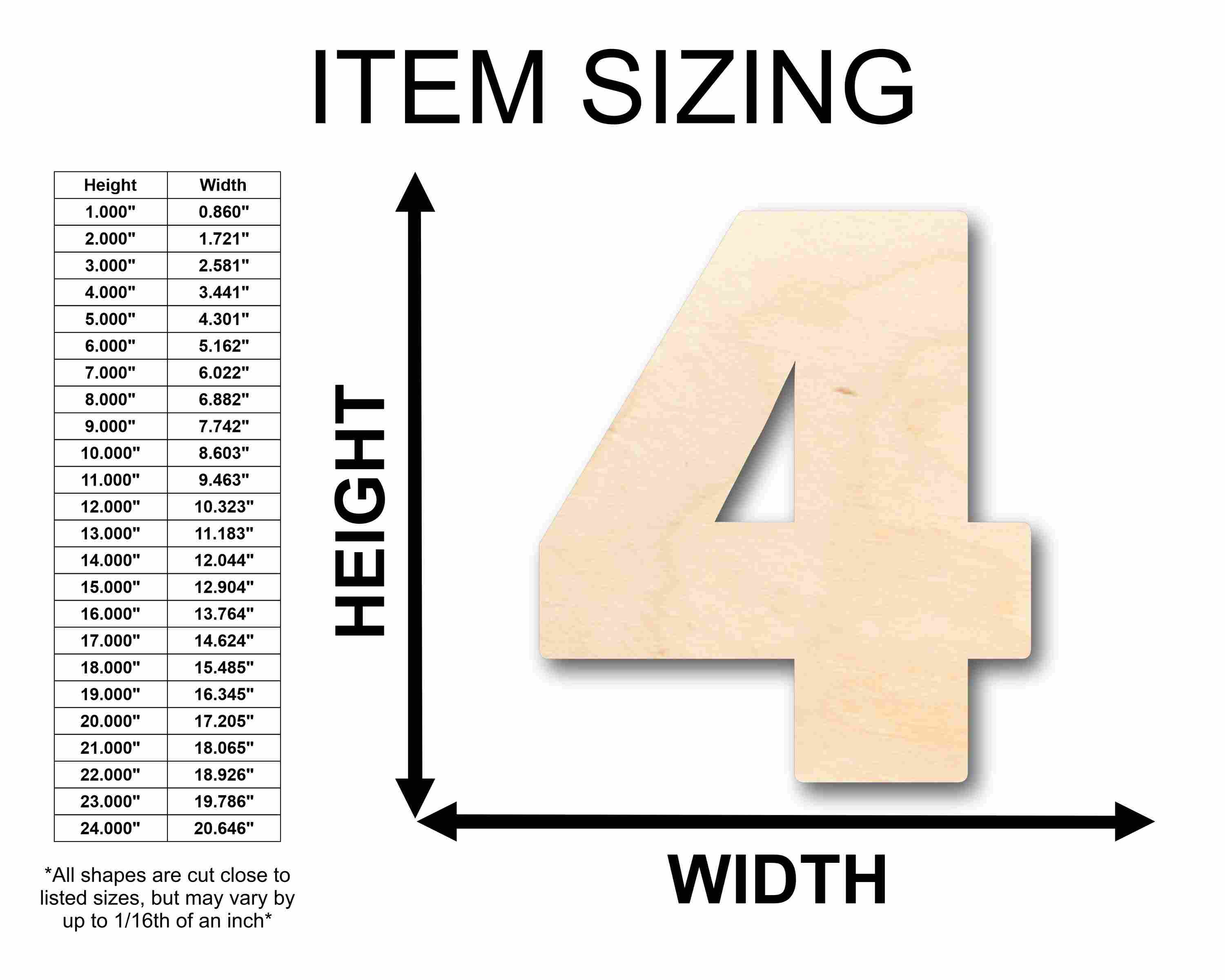 Unfinished Wood Block Number 4 - Craft - up to 46" DIY - Image 2