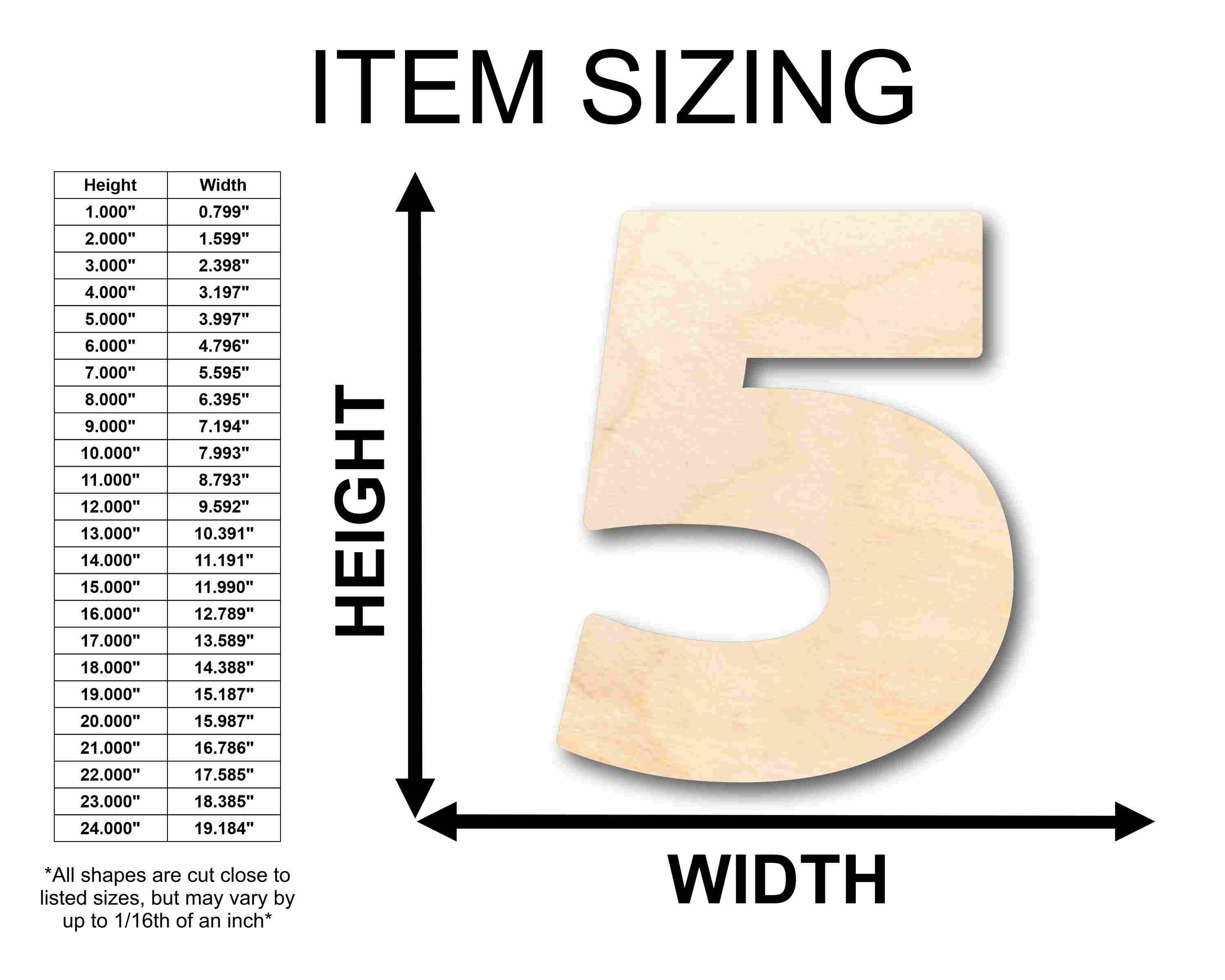 Unfinished Wood Block Number 5 - Craft - up to 46" DIY - Image 2