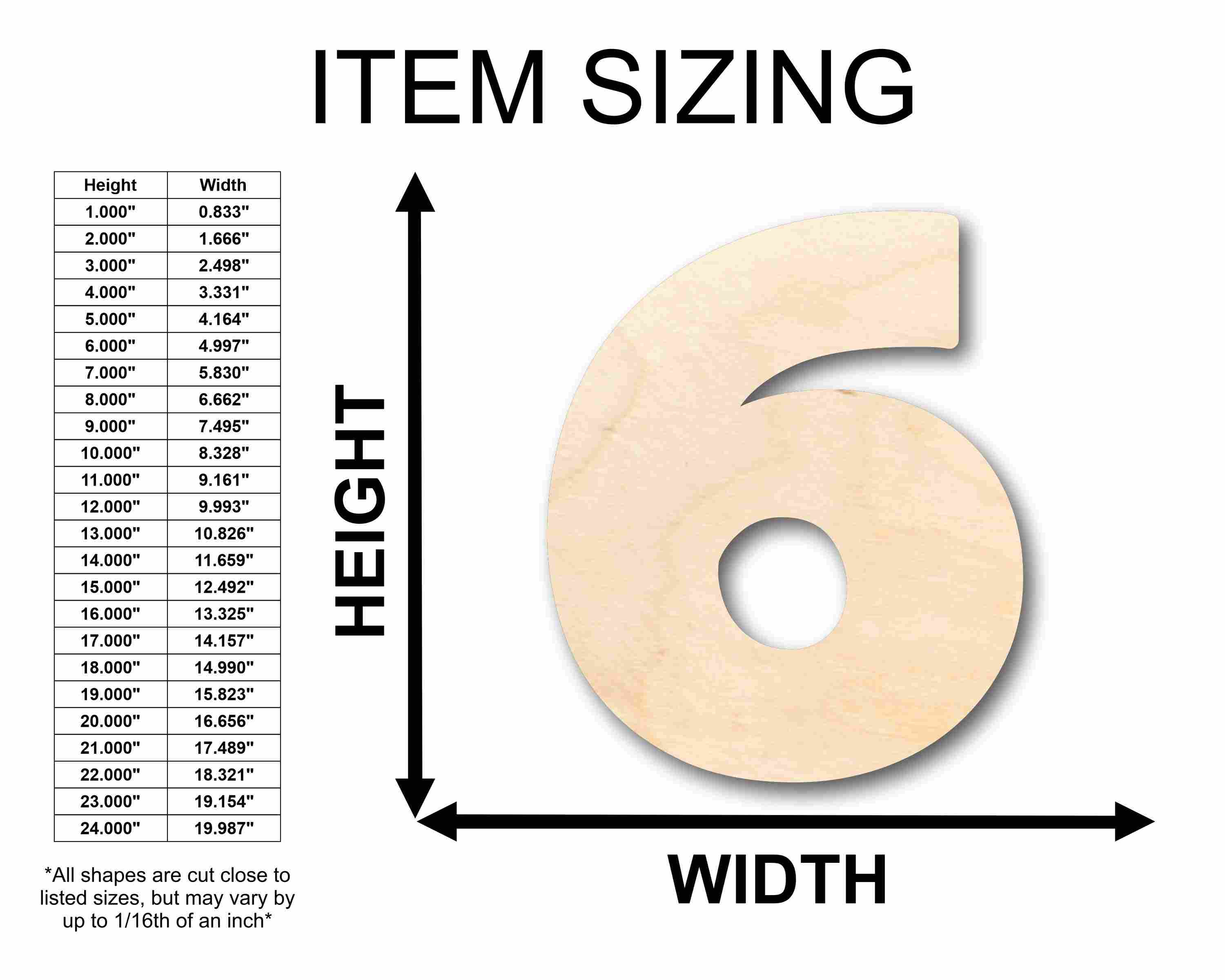 Unfinished Wood Block Number 6 - Craft - up to 46" DIY - Image 2