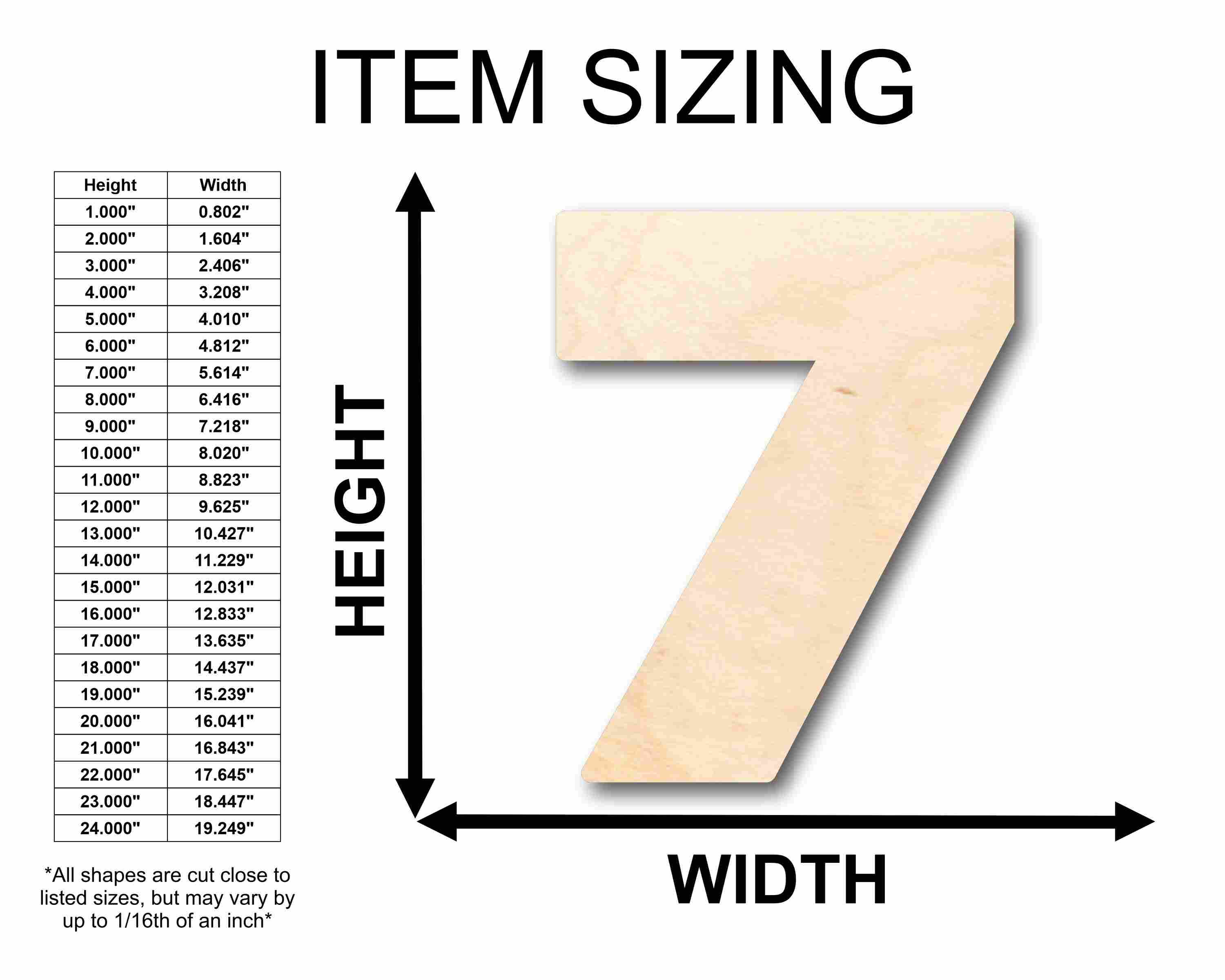 Unfinished Wood Block Number 7 - Craft - up to 46" DIY - Image 2