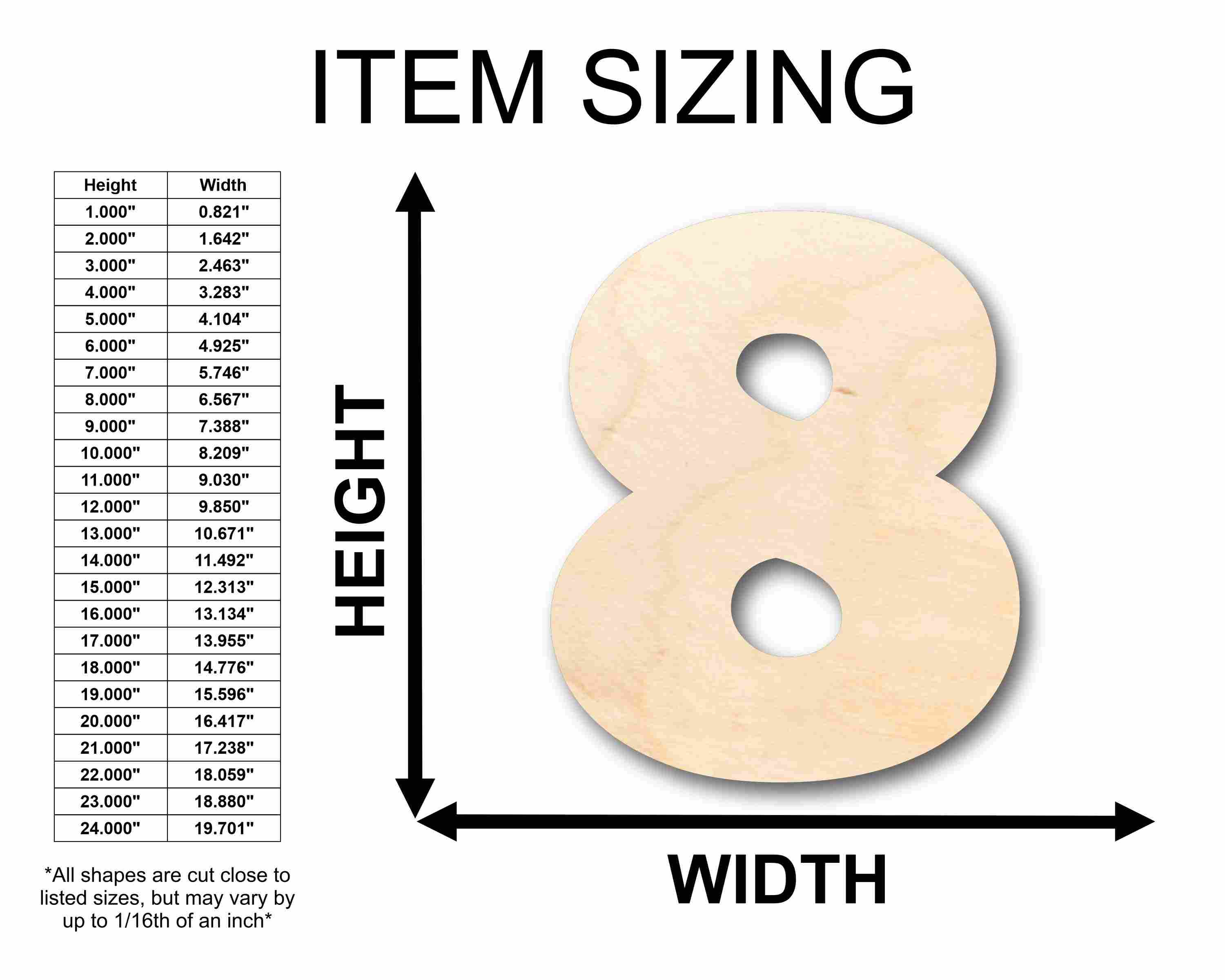 Unfinished Wood Block Number 8 - Craft - up to 46" DIY - Image 2