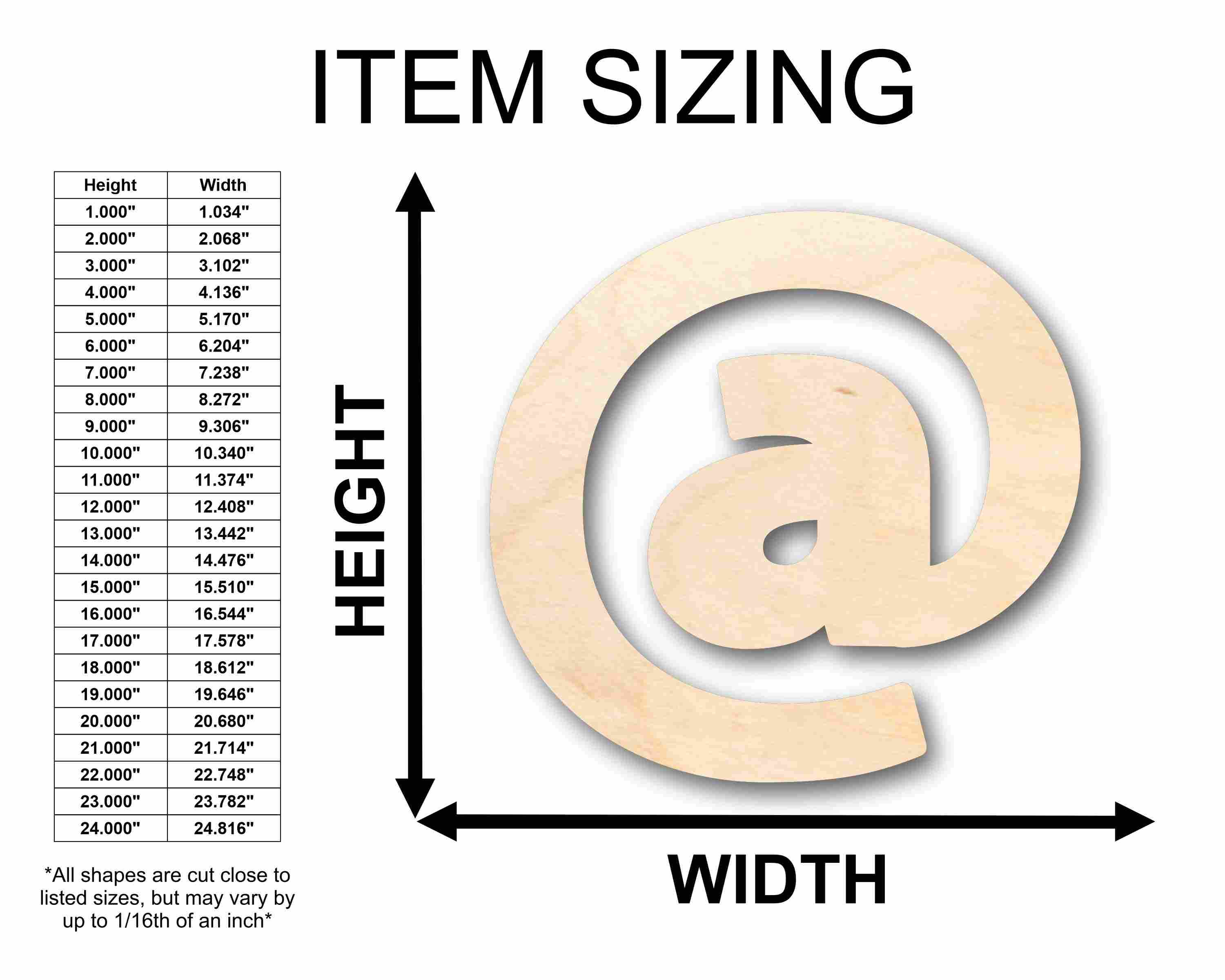 Unfinished Wood Block Symbol At - Craft - up to 46" DIY - Image 2