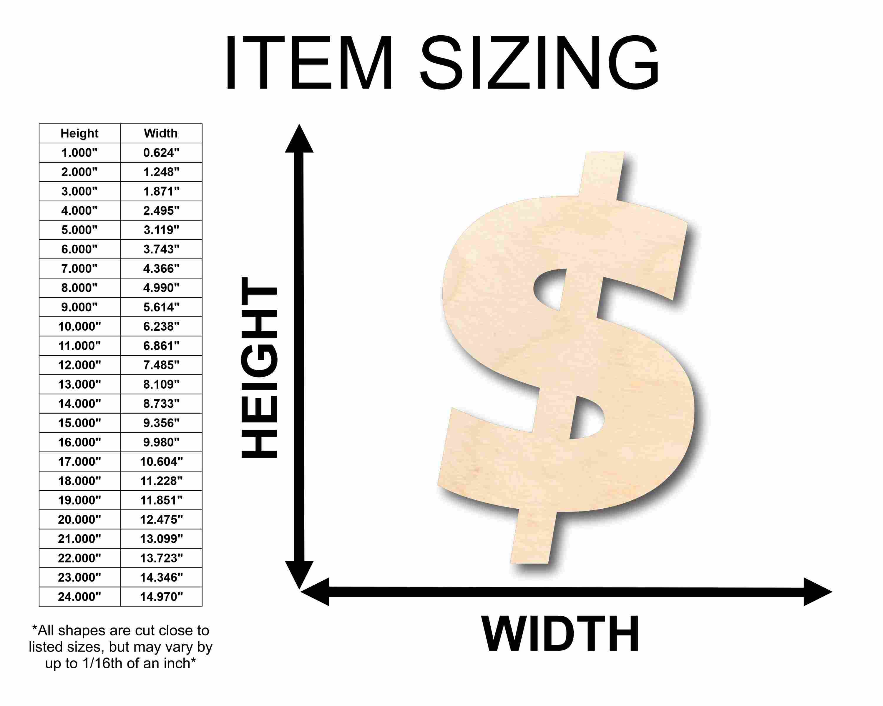 Unfinished Wood Block Symbol Dollar - Craft - up to 46" DIY - Image 2
