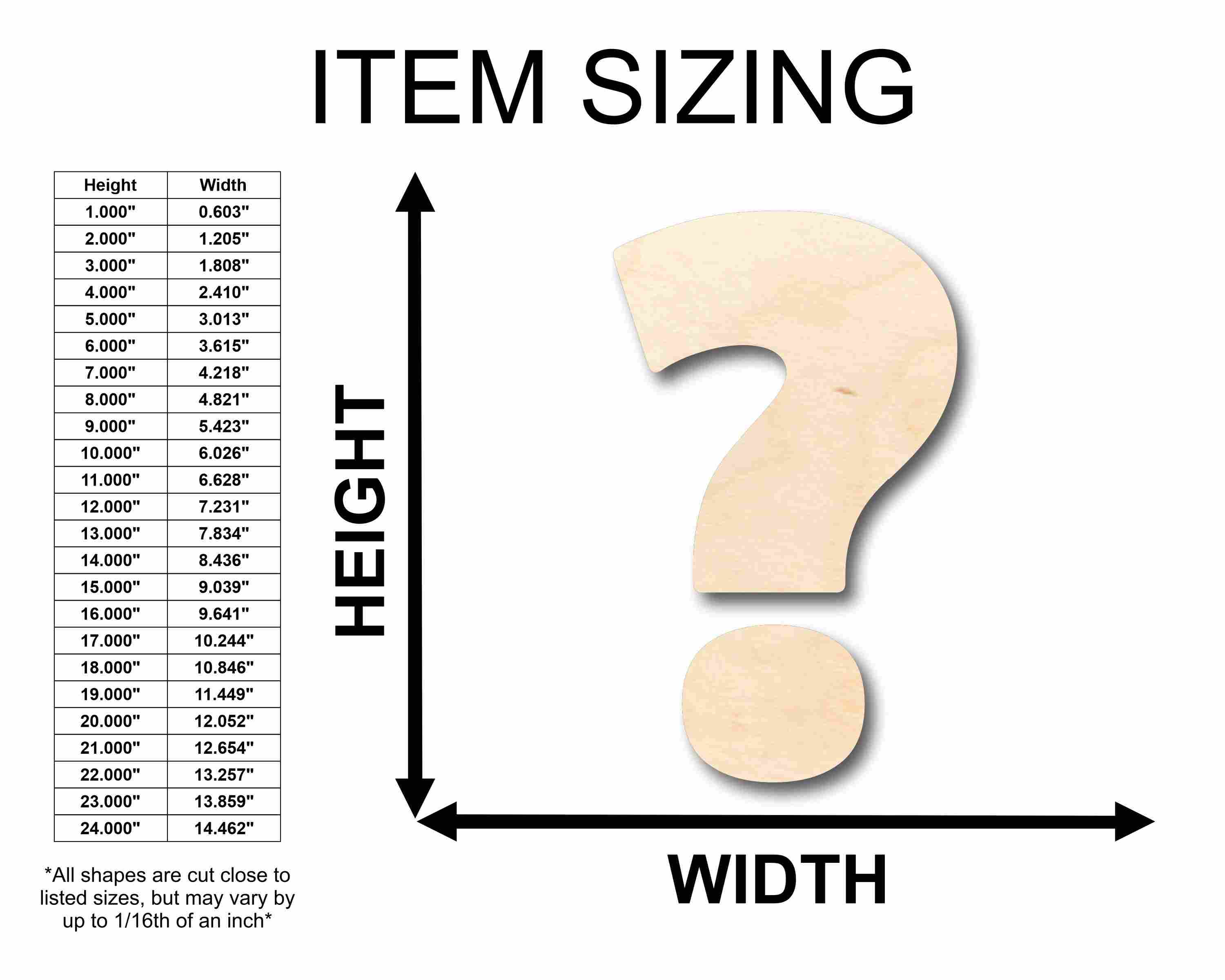 Unfinished Wood Block Symbol Question Mark - Craft - up to 46" DIY - Image 2