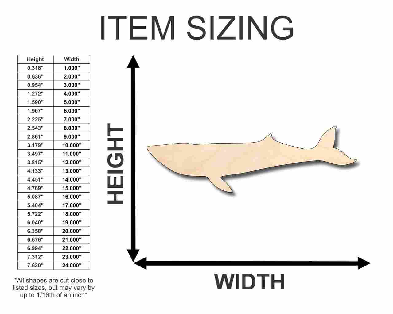 Unfinished Wood Blue Whale Shape - Ocean - Craft - up to 46" DIY - Image 2
