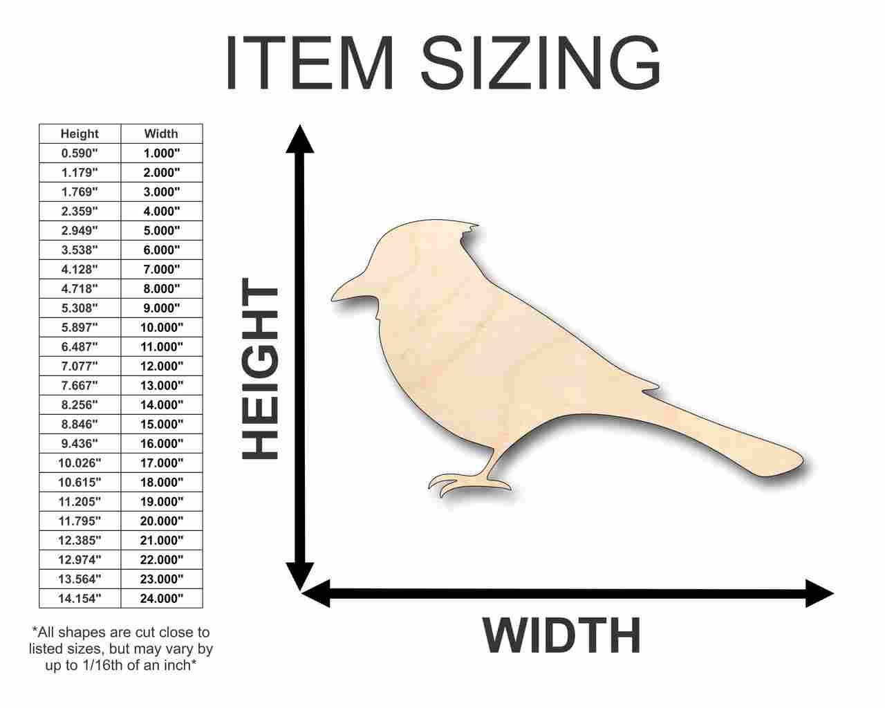 Unfinished Wood Bluebird Blue Jay Shape - Animal - Wildlife - Craft - up to 46" DIY - Image 2