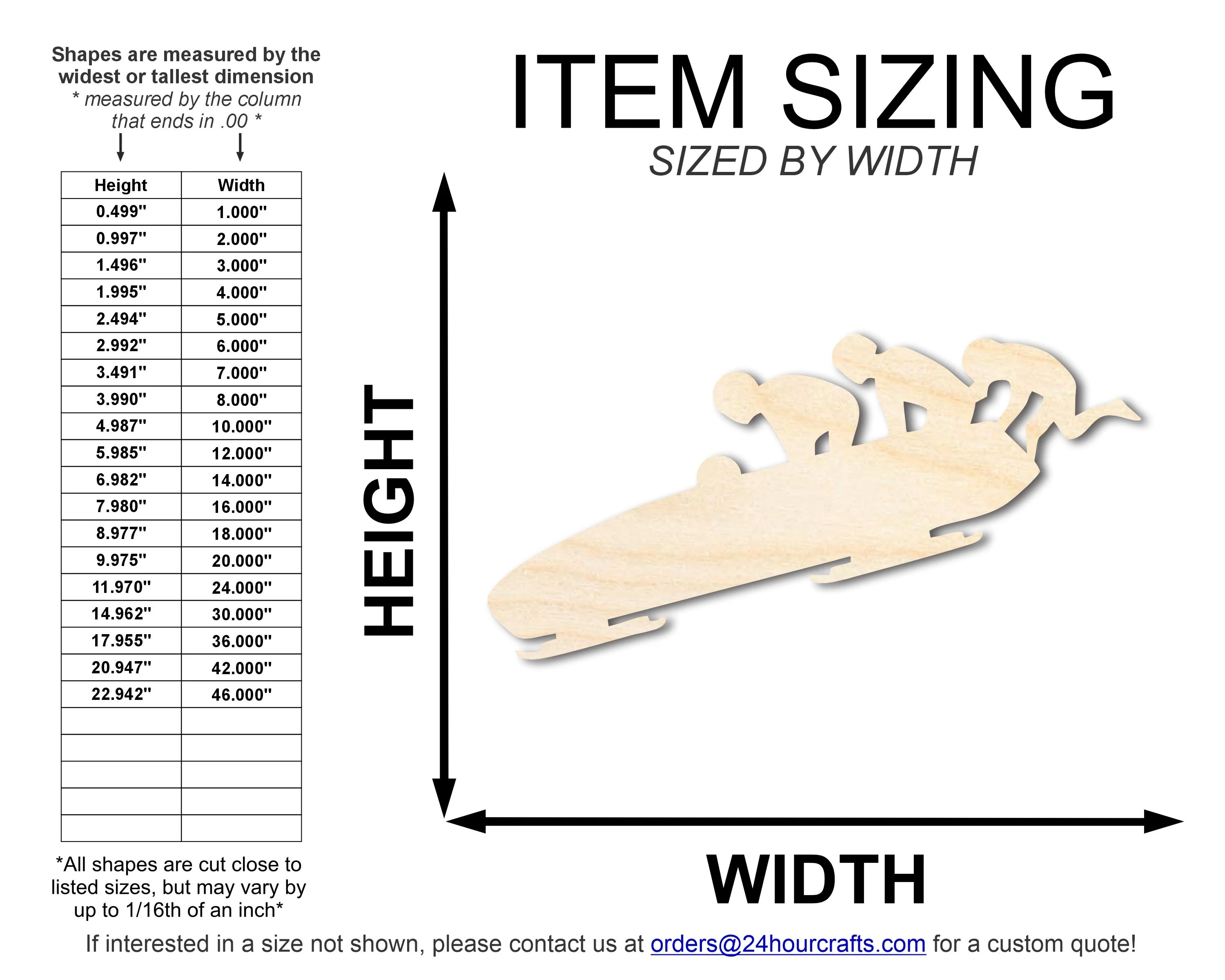 Unfinished Wood Bobsled Team Shape | DIY Craft Cutout | up to 46" DIY - Image 2