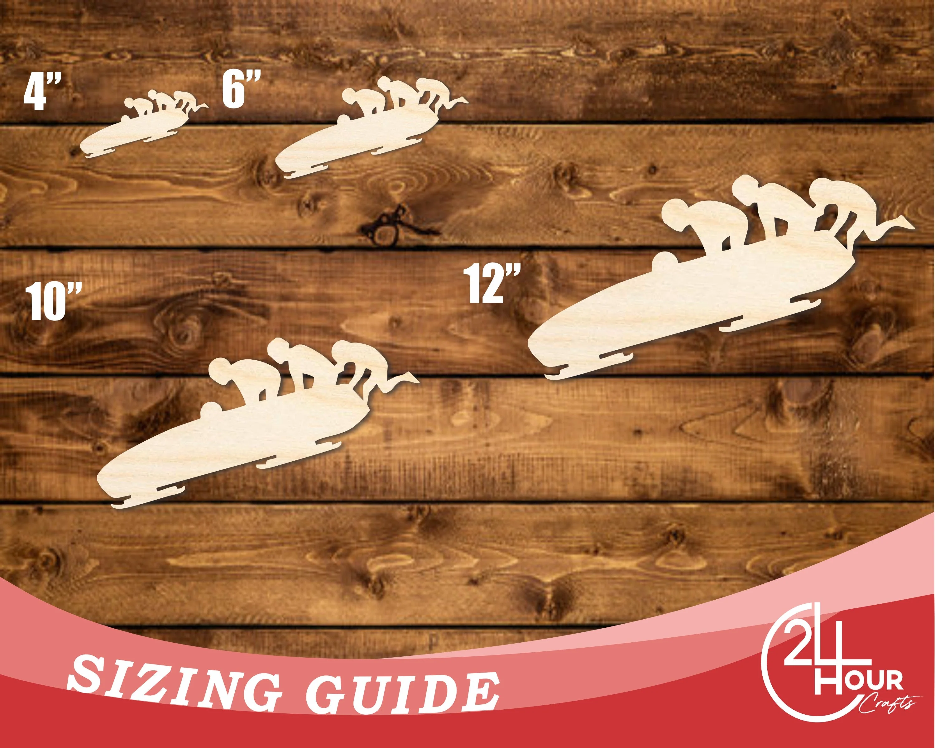 Unfinished Wood Bobsled Team Shape | DIY Craft Cutout | up to 46" DIY - Image 3