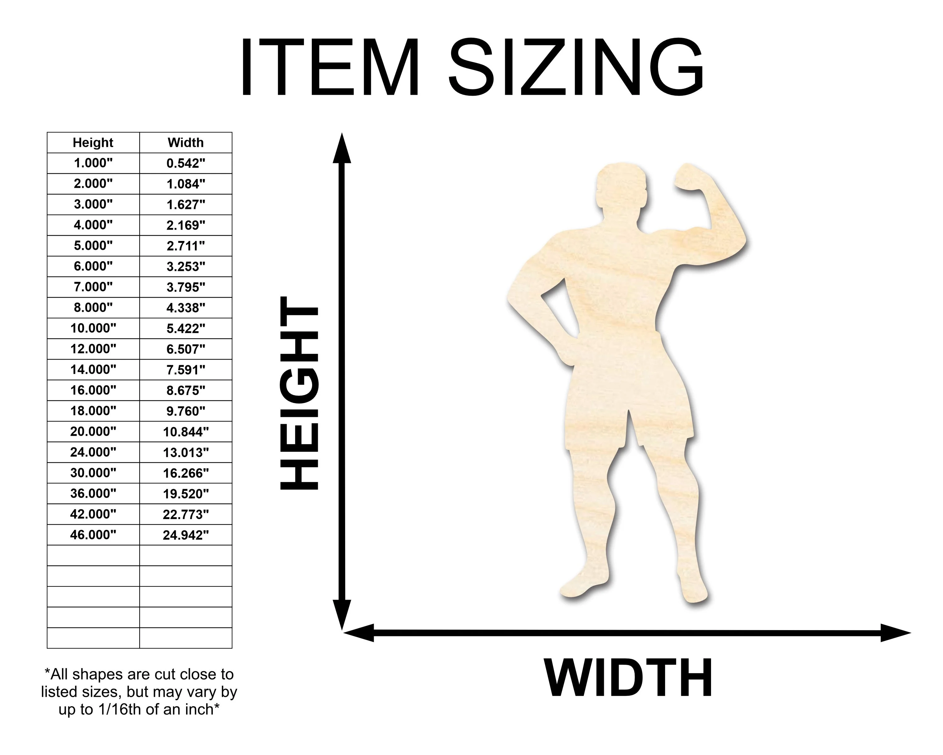 Unfinished Wood Body Builder Shape - Craft - up to 46" DIY - Image 2