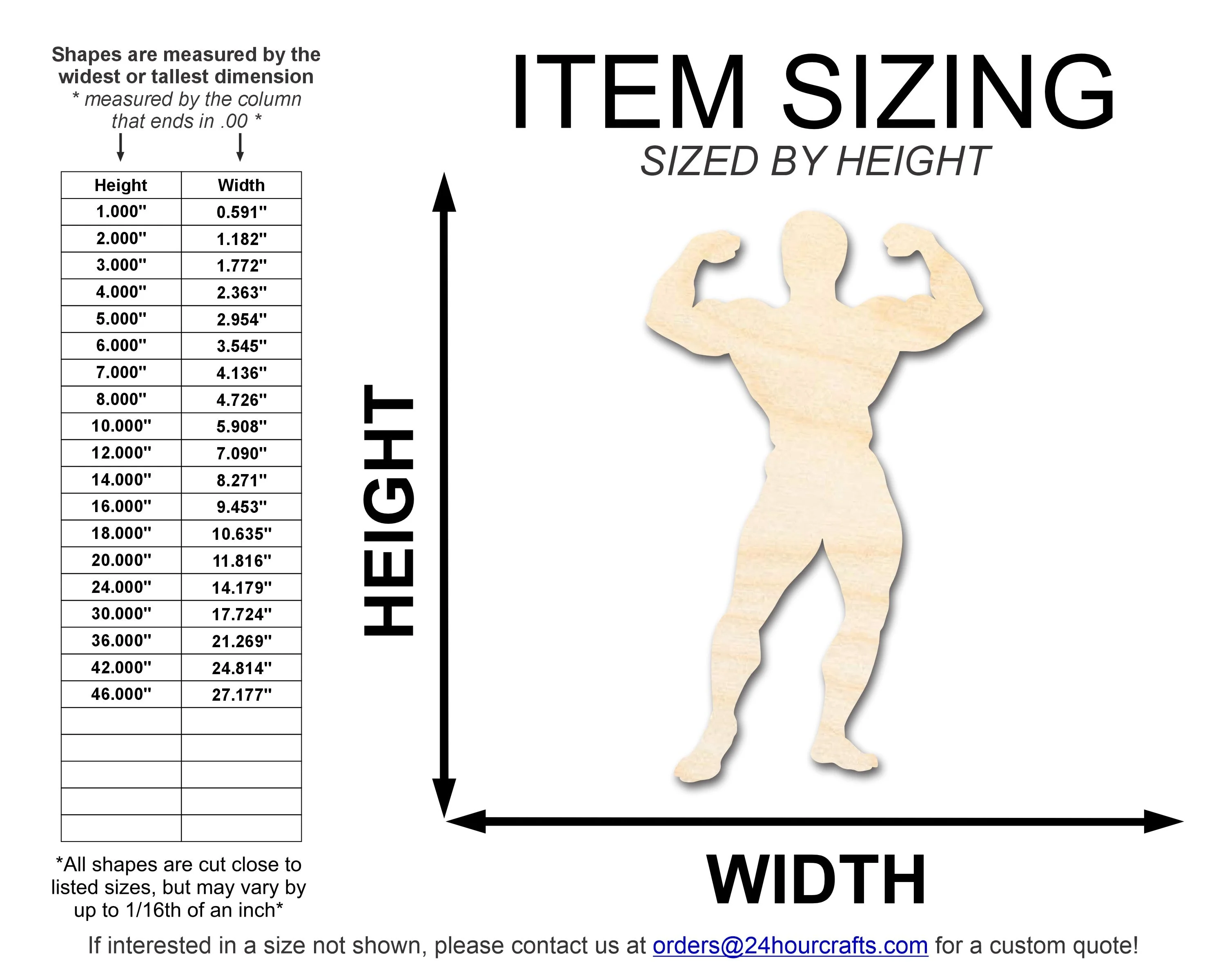 Unfinished Wood Body Builder Shape | DIY Craft Cutout | up to 46" DIY - Image 2