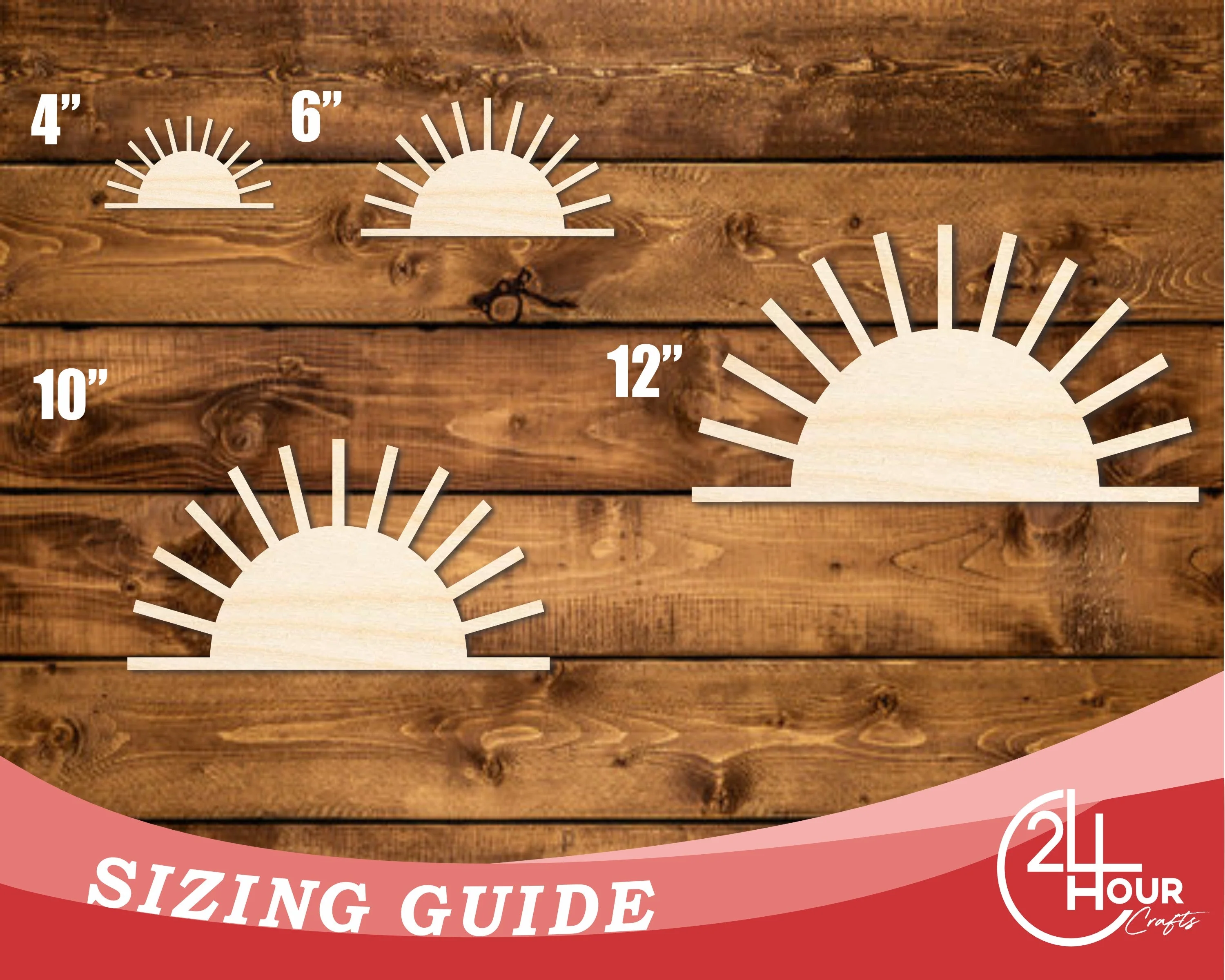 Unfinished Wood Boho Half Sun Shape | DIY Craft Cutout | up to 46" DIY - Image 3