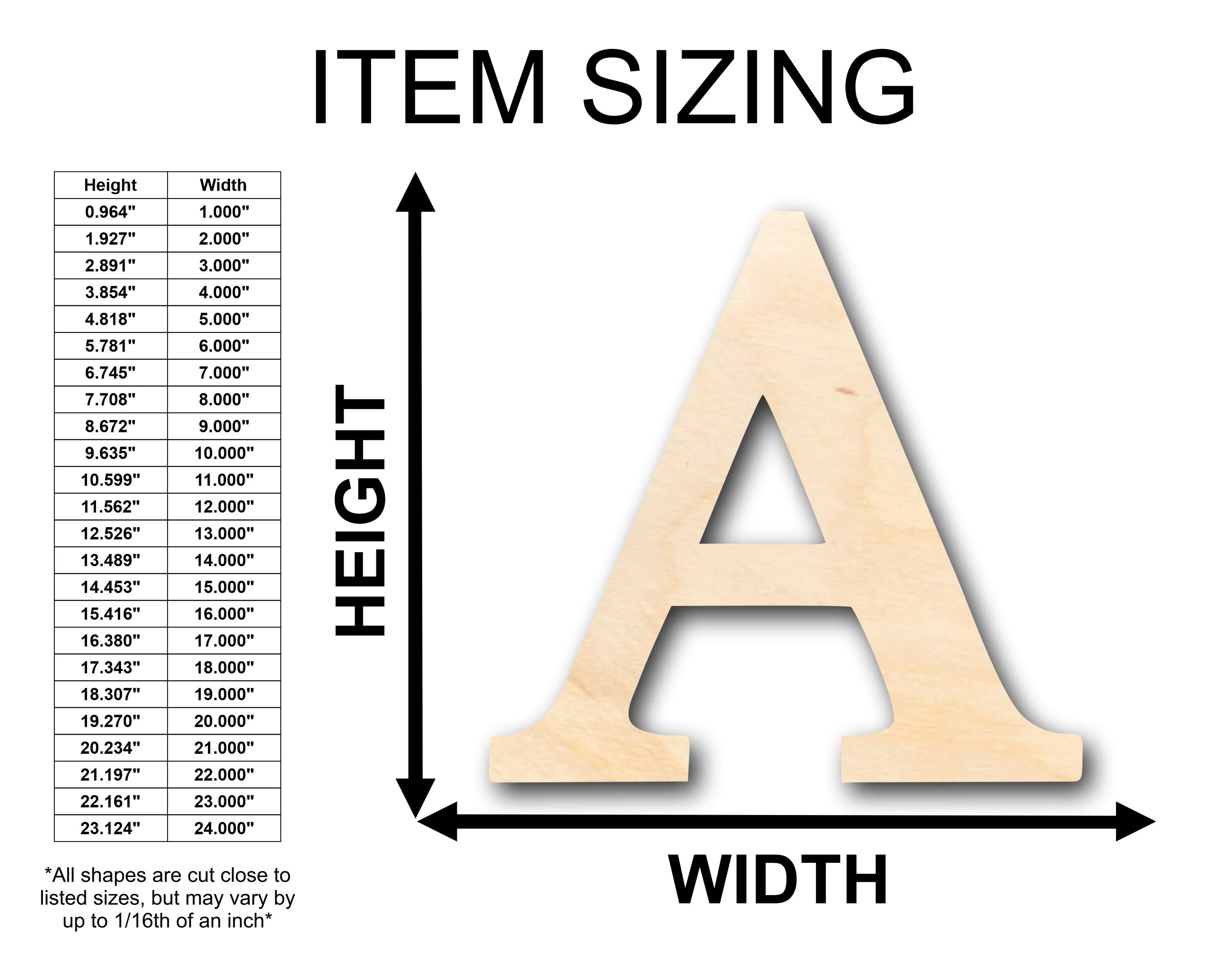 Unfinished Wood Bold Alpha Shape - Craft - up to 46" DIY - Image 2