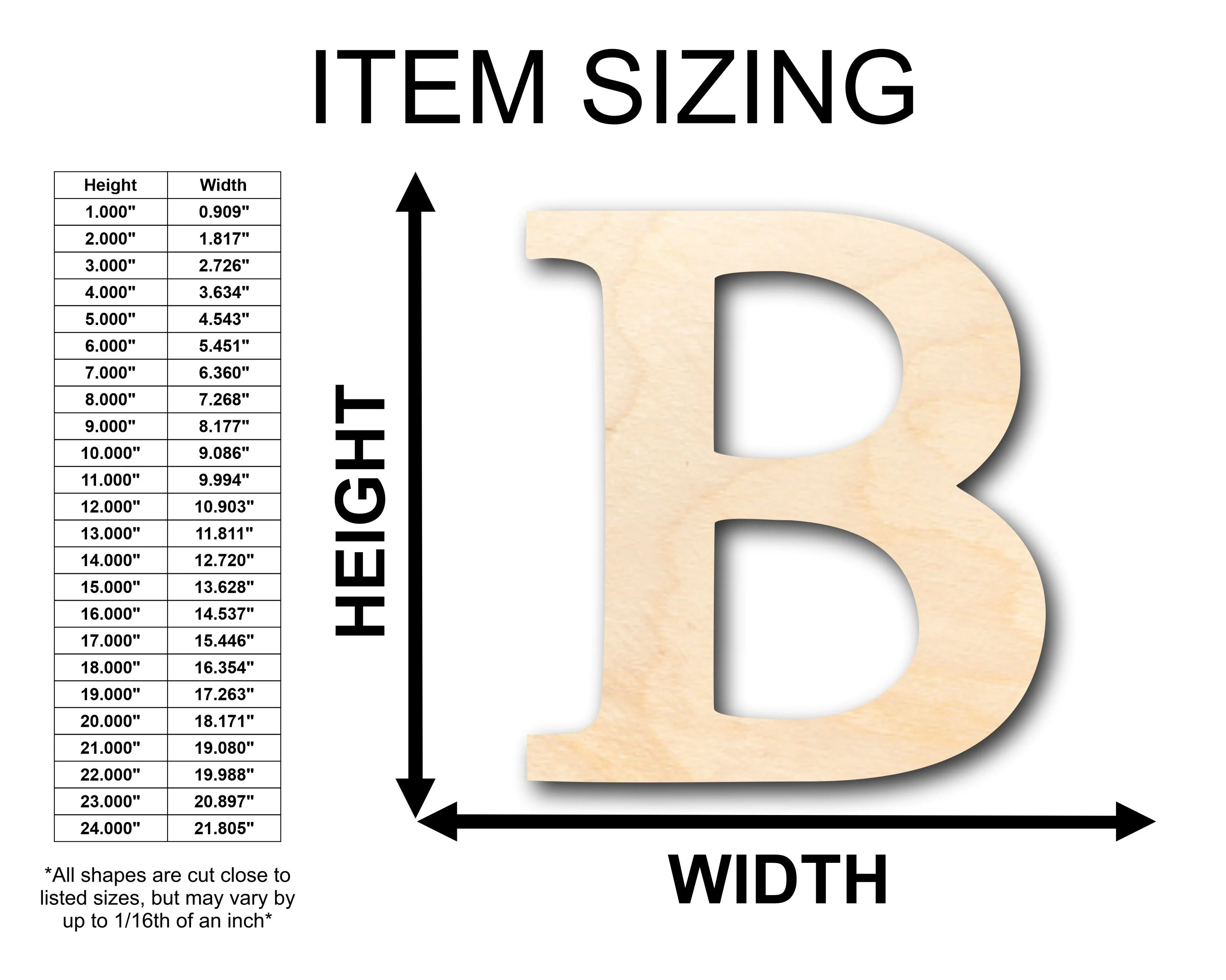 Unfinished Wood Bold Beta Shape - Craft - up to 46" DIY - Image 2