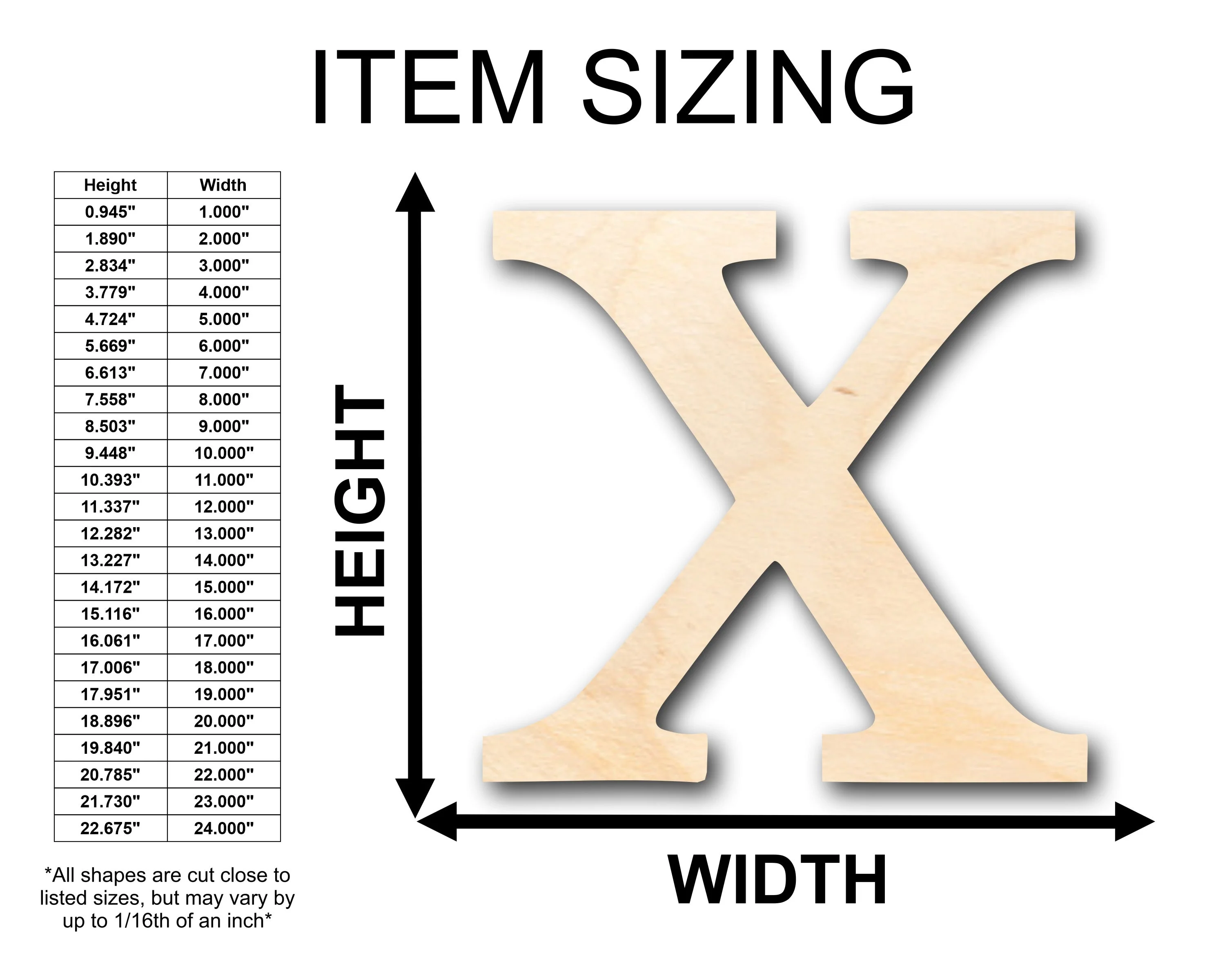 Unfinished Wood Bold Chi Shape - Craft - up to 46" DIY - Image 2