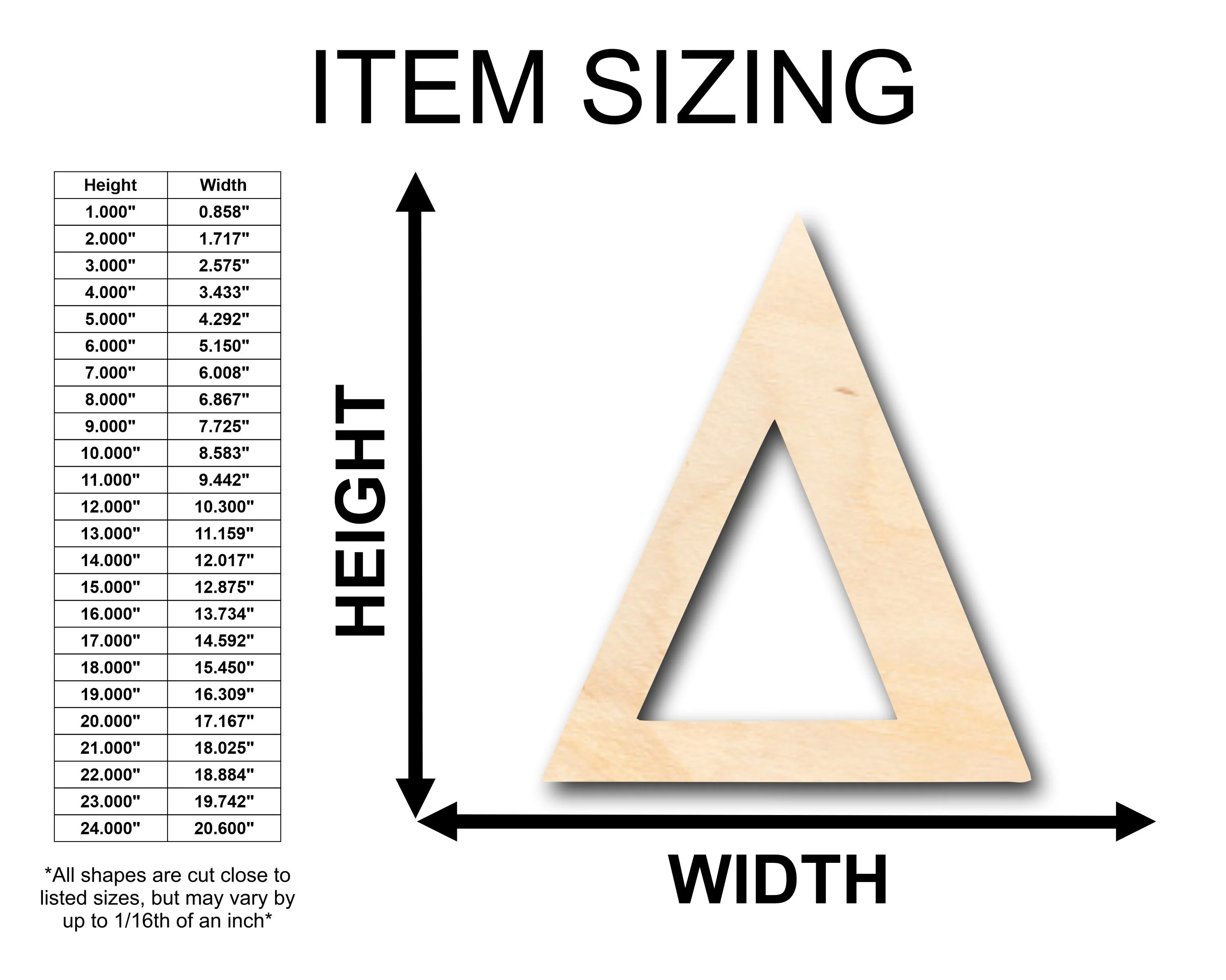 Unfinished Wood Bold Delta Shape - Craft - up to 46" DIY - Image 2