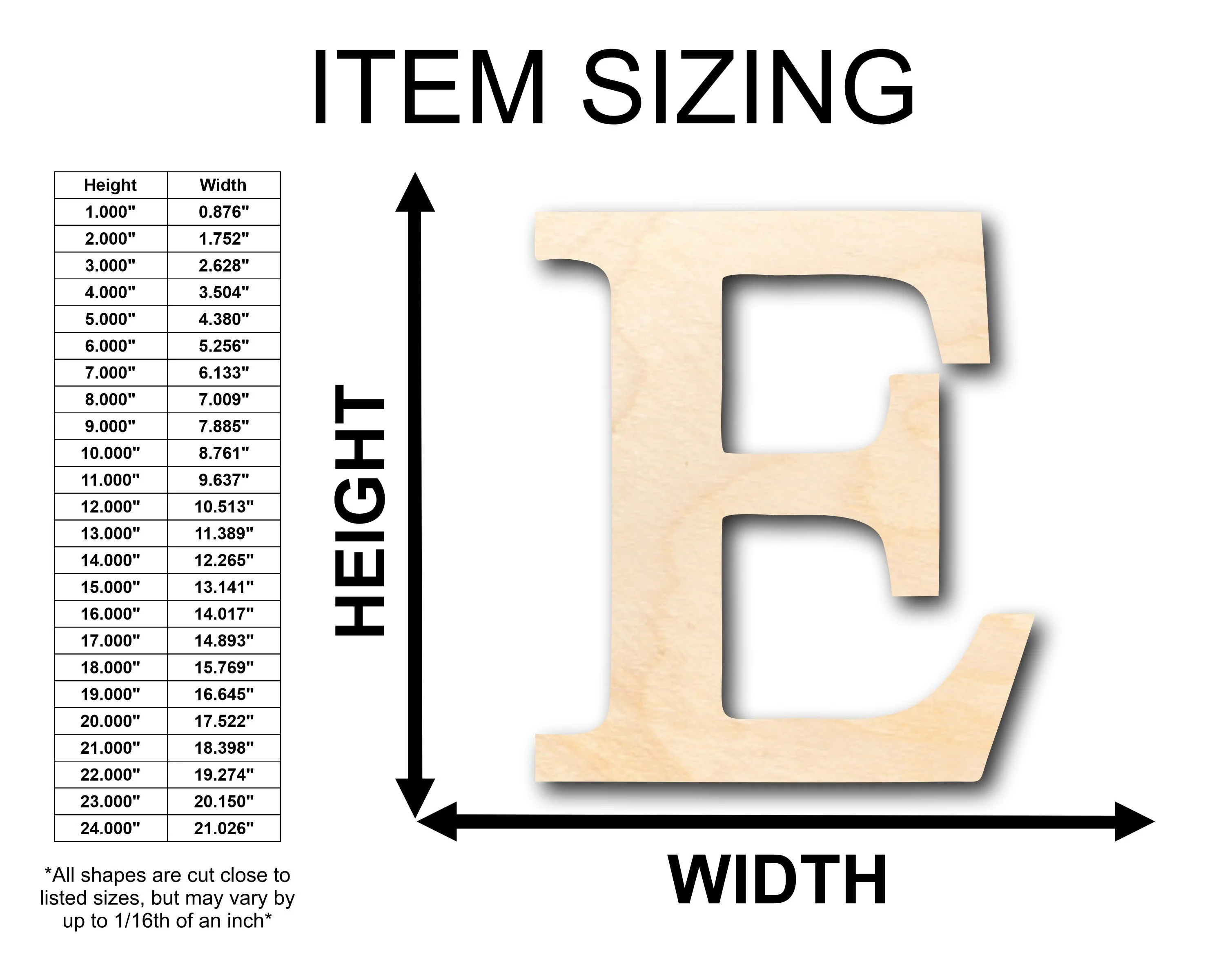 Unfinished Wood Bold Epsilon Shape - Craft - up to 46" DIY - Image 2