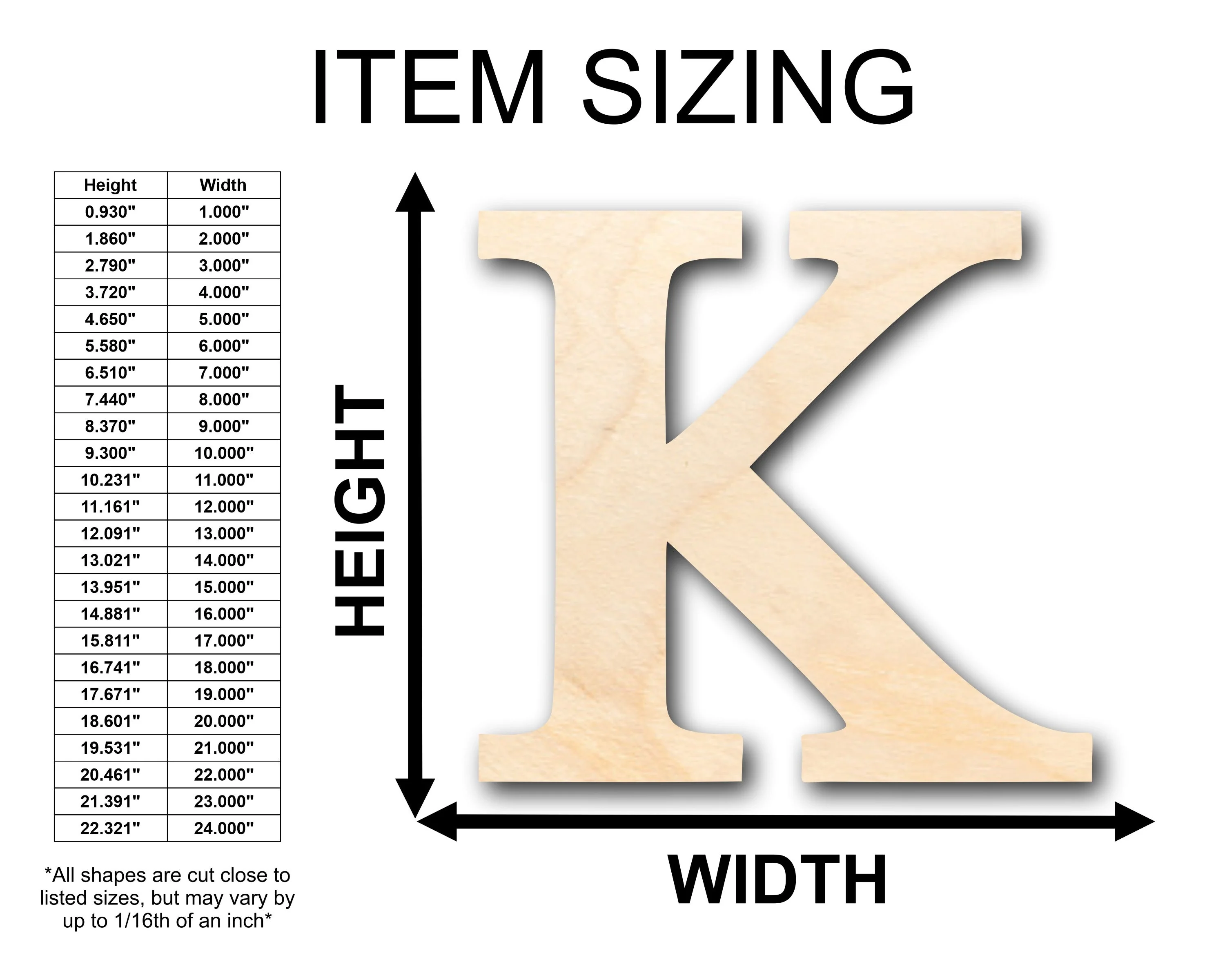 Unfinished Wood Bold Kappa Shape - Craft - up to 46" DIY - Image 2