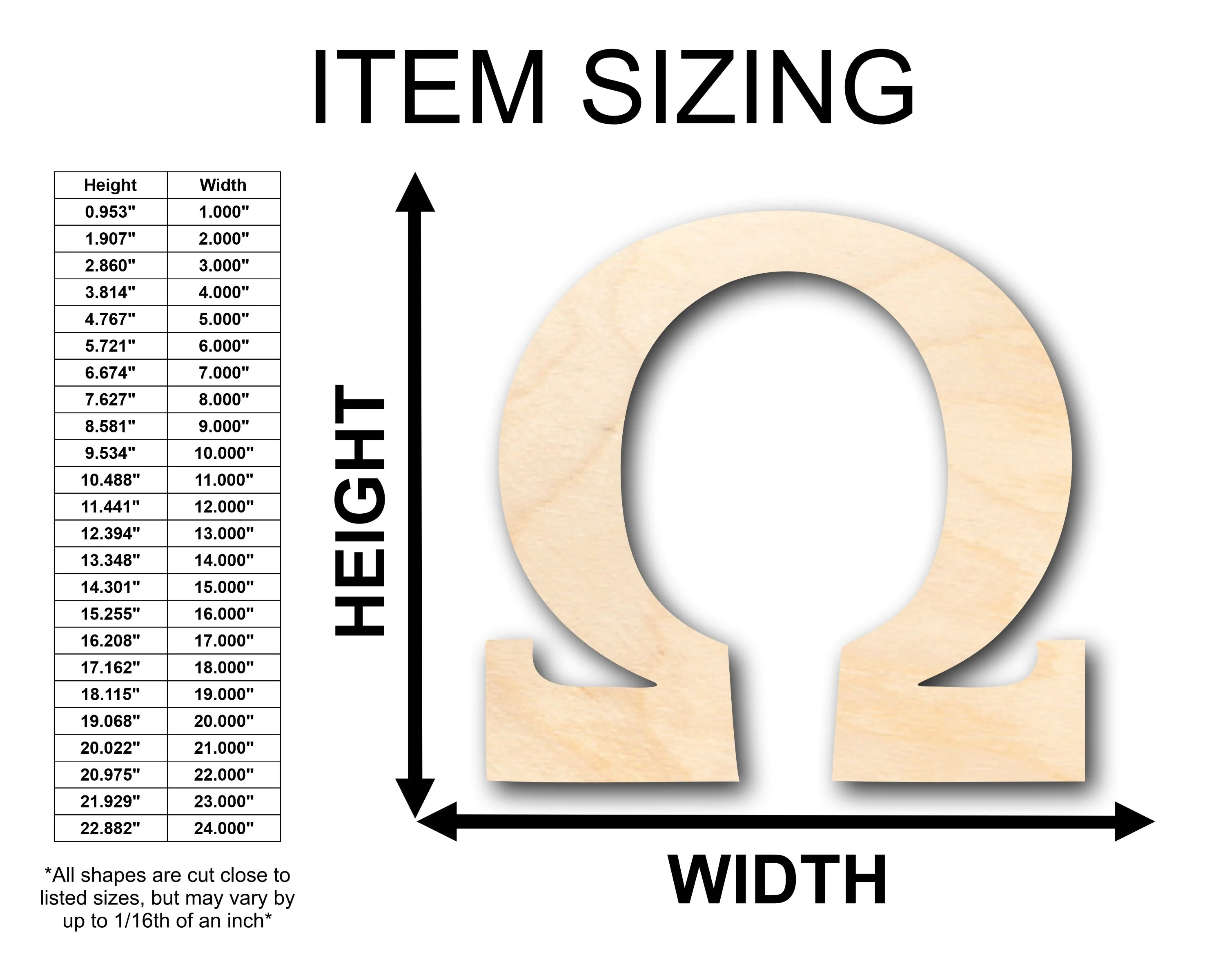 Unfinished Wood Bold Omega Shape - Craft - up to 46" DIY - Image 2