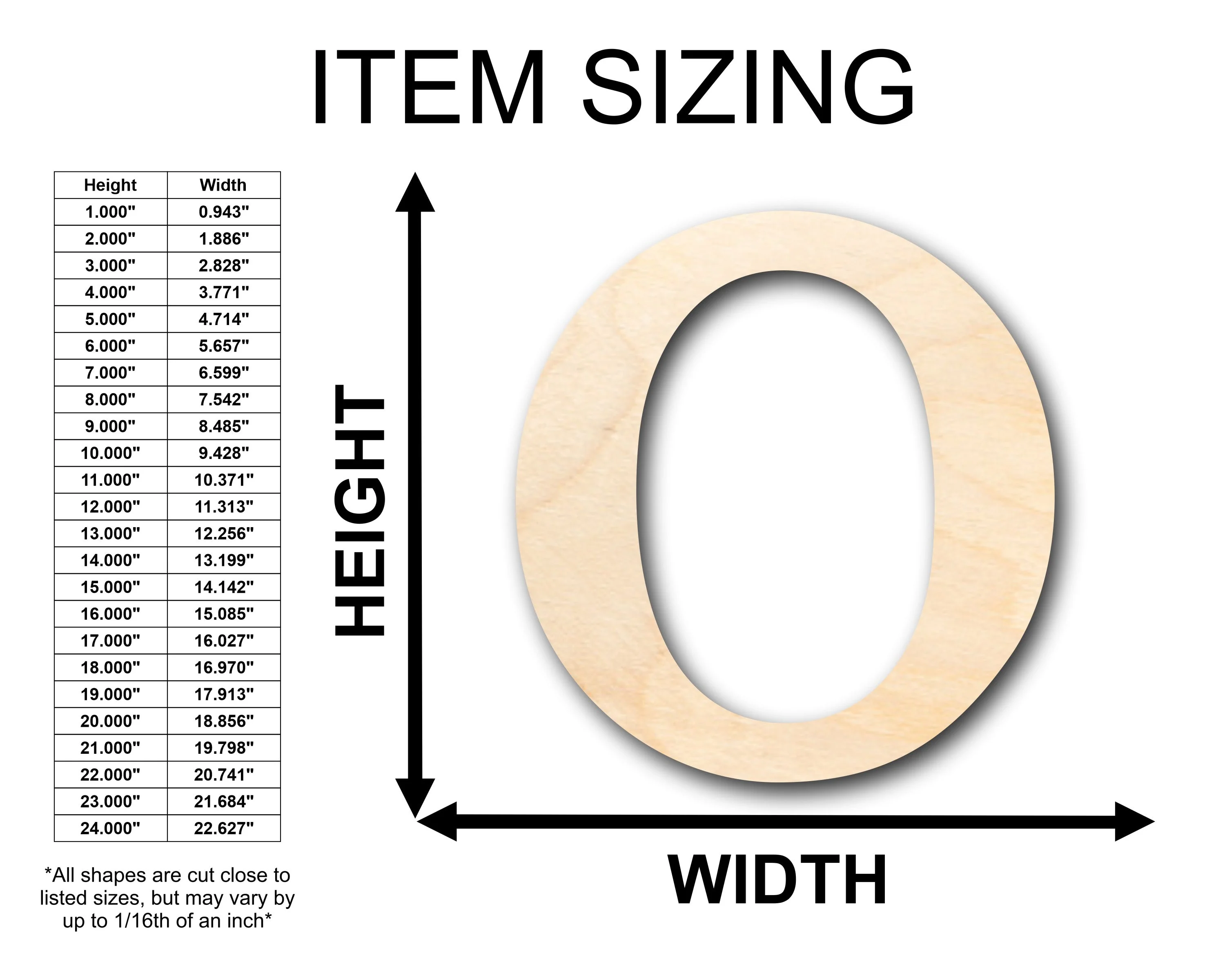 Unfinished Wood Bold Omicron Shape - Craft - up to 46" DIY - Image 2