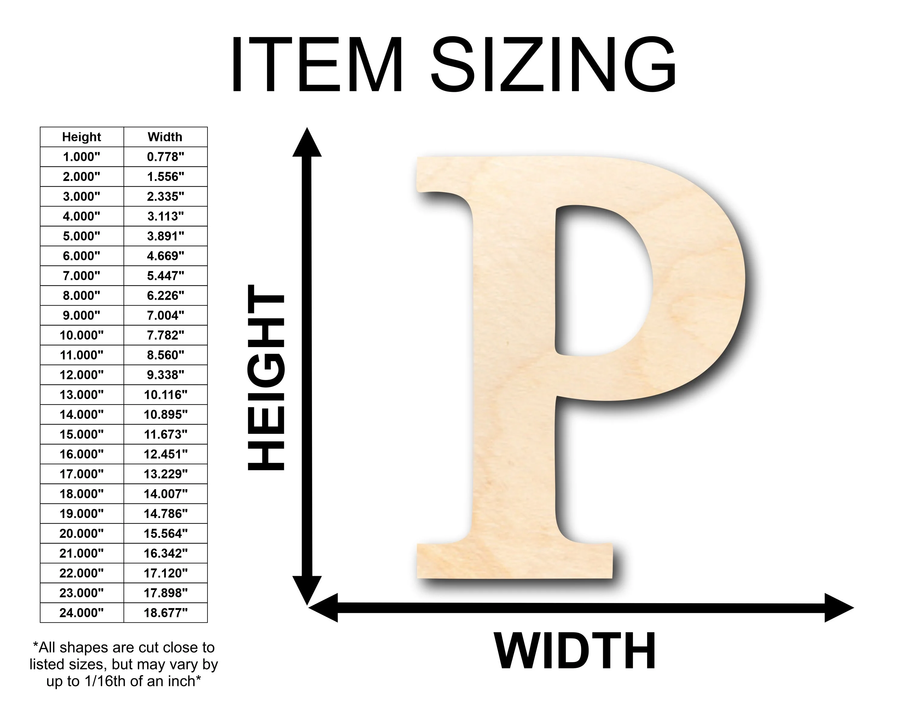 Unfinished Wood Bold Rho Shape - Craft - up to 46" DIY - Image 2