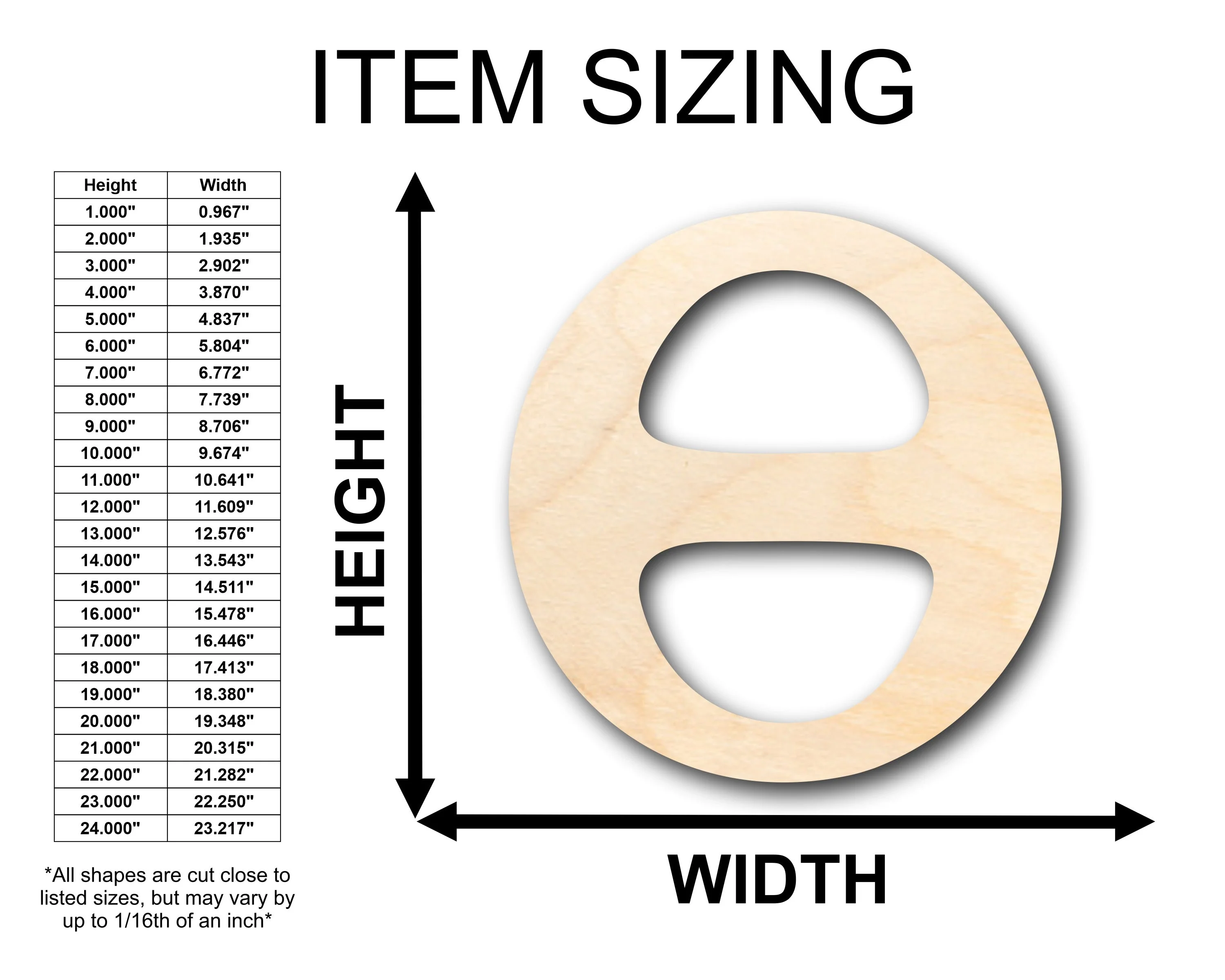 Unfinished Wood Bold Theta Shape - Craft - up to 46" DIY - Image 2