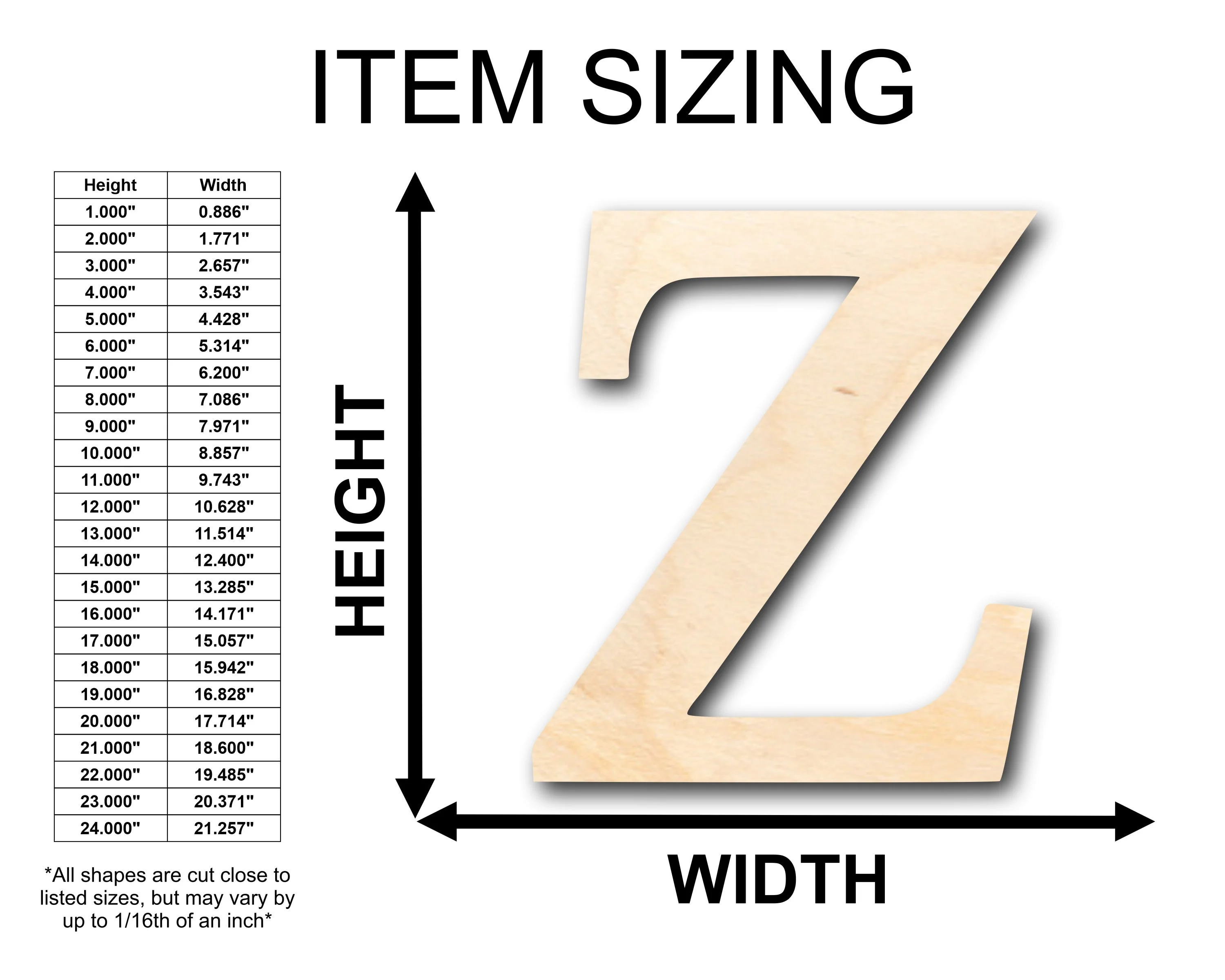 Unfinished Wood Bold Zeta Shape - Craft - up to 46" DIY - Image 2