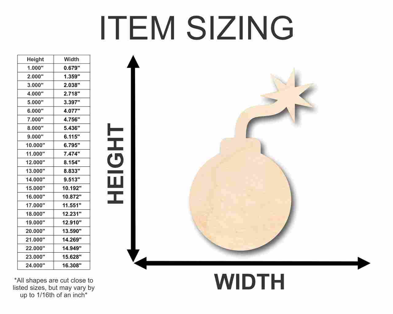 Unfinished Wood Bomb Shape - Craft - up to 46" DIY - Image 2