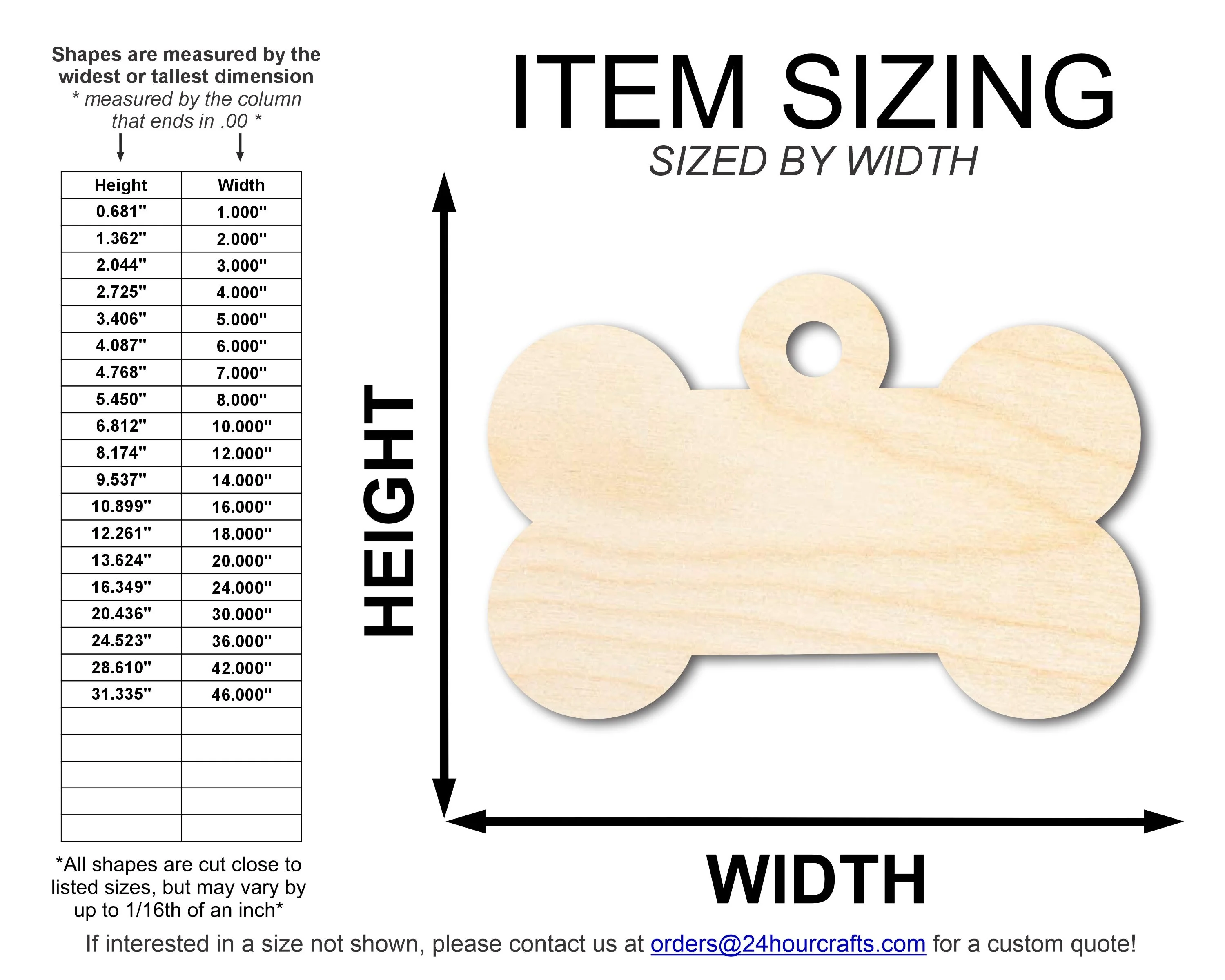 Unfinished Wood Bone Dog Tag Shape | DIY Craft Cutout | up to 46" DIY - Image 2