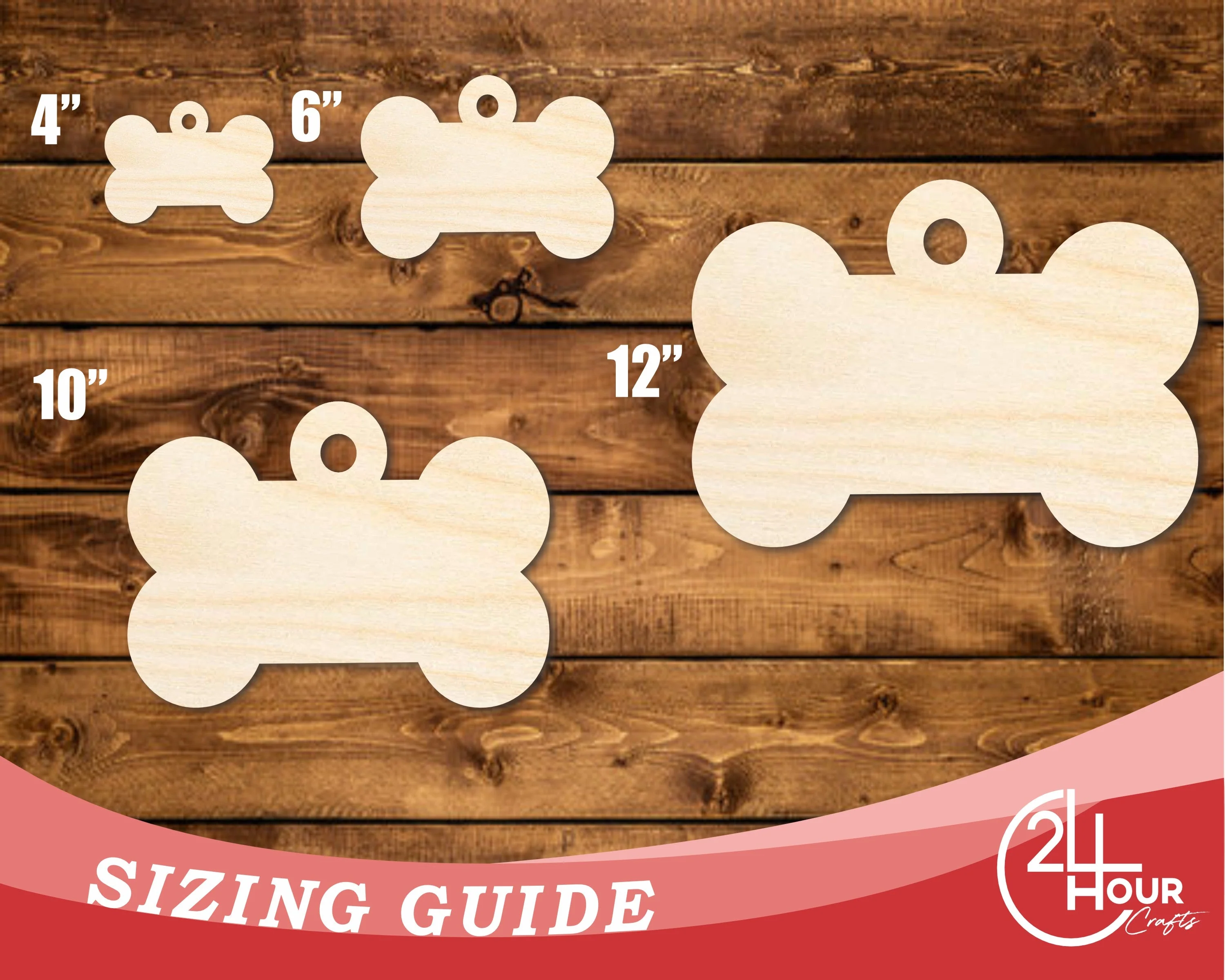 Unfinished Wood Bone Dog Tag Shape | DIY Craft Cutout | up to 46" DIY - Image 3
