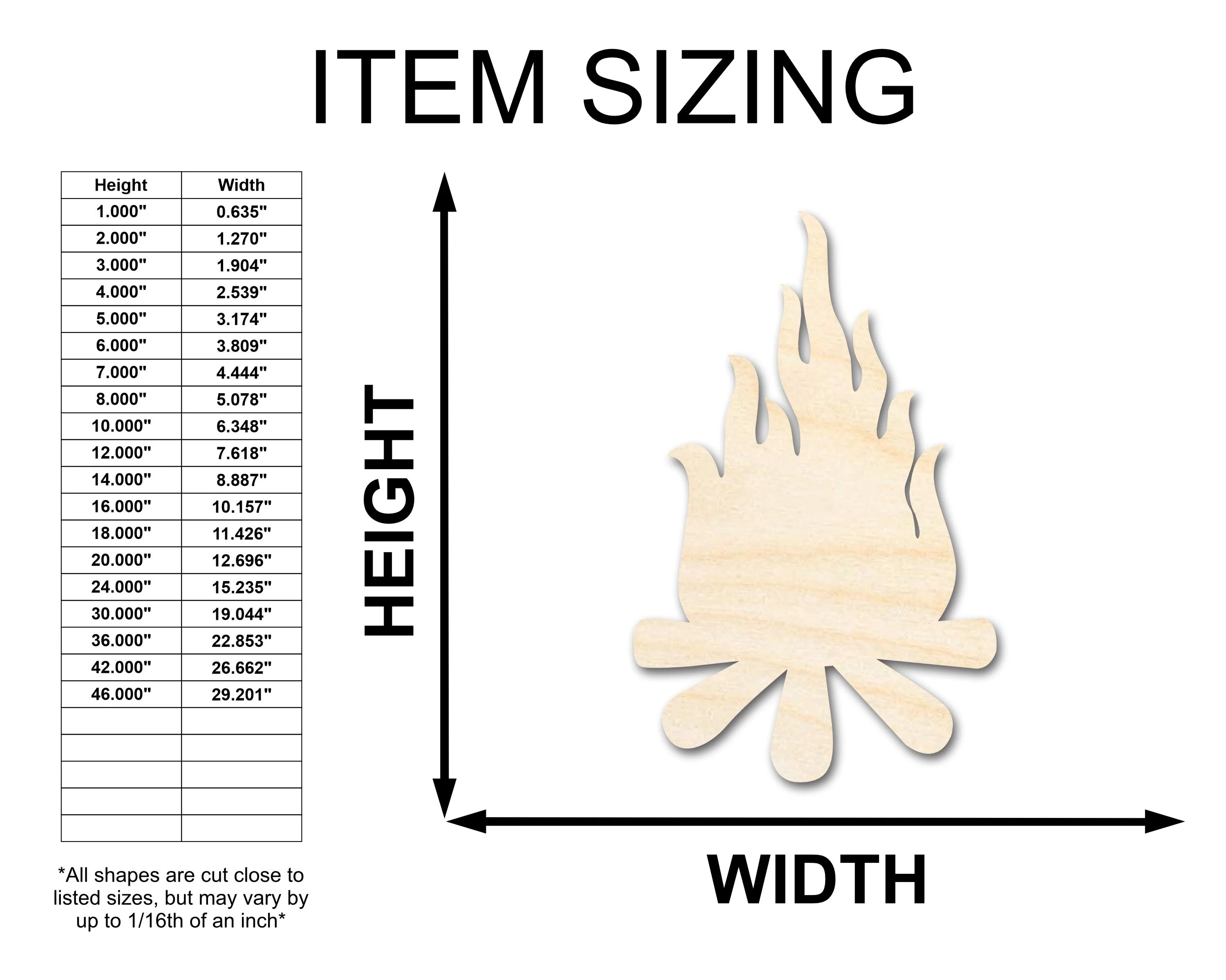 Unfinished Wood Bonfire Shape - Camping Craft - up to 46" DIY - Image 2