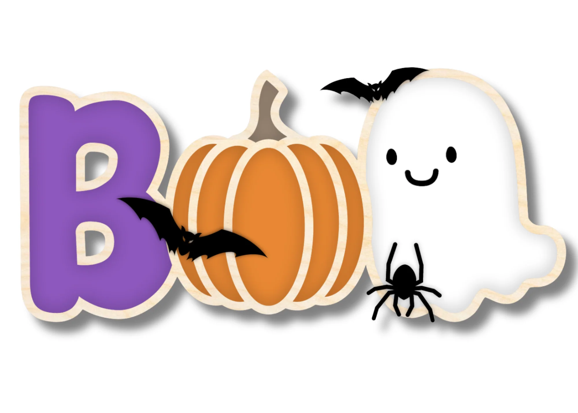 Unfinished Wood Boo Pumpkin Ghost Layered Sign | 3 Piece | Layered Boo Sign | up to 46" DIY - Image 2