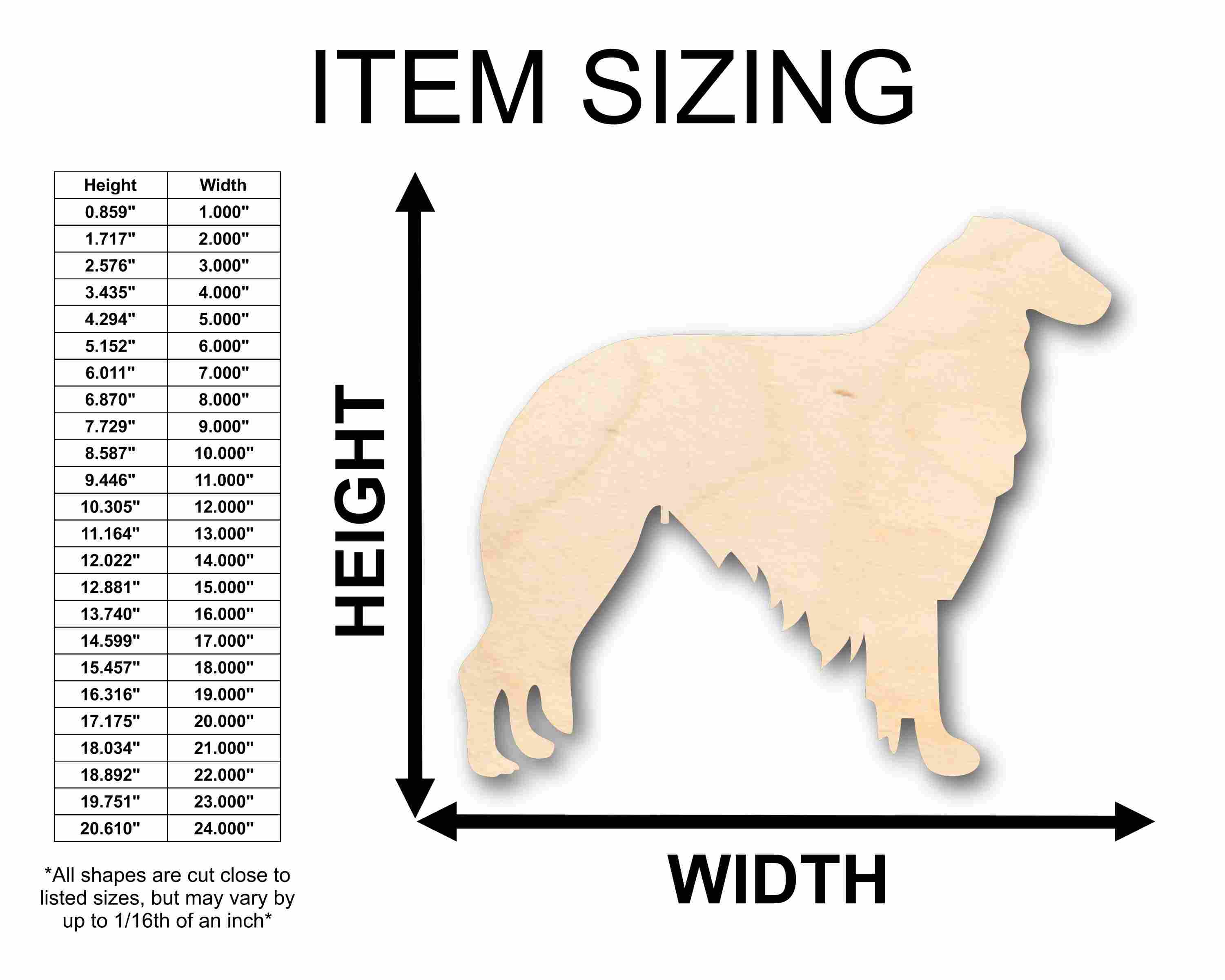 Unfinished Wood Borzoi Dog Silhouette - Craft- up to 46" DIY - Image 2
