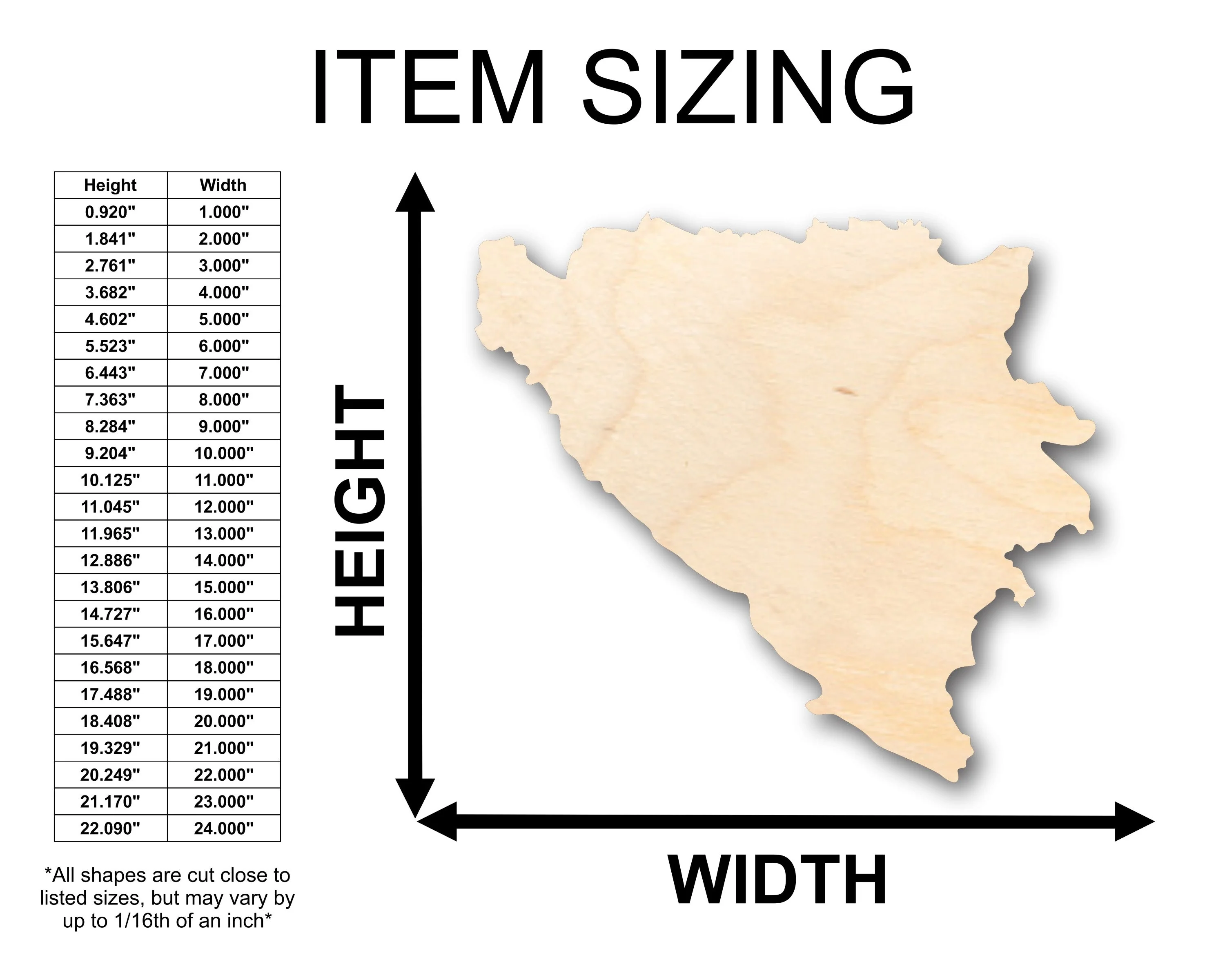 Unfinished Wood Bosnia Shape - Country - Craft - up to 46" DIY - Image 2