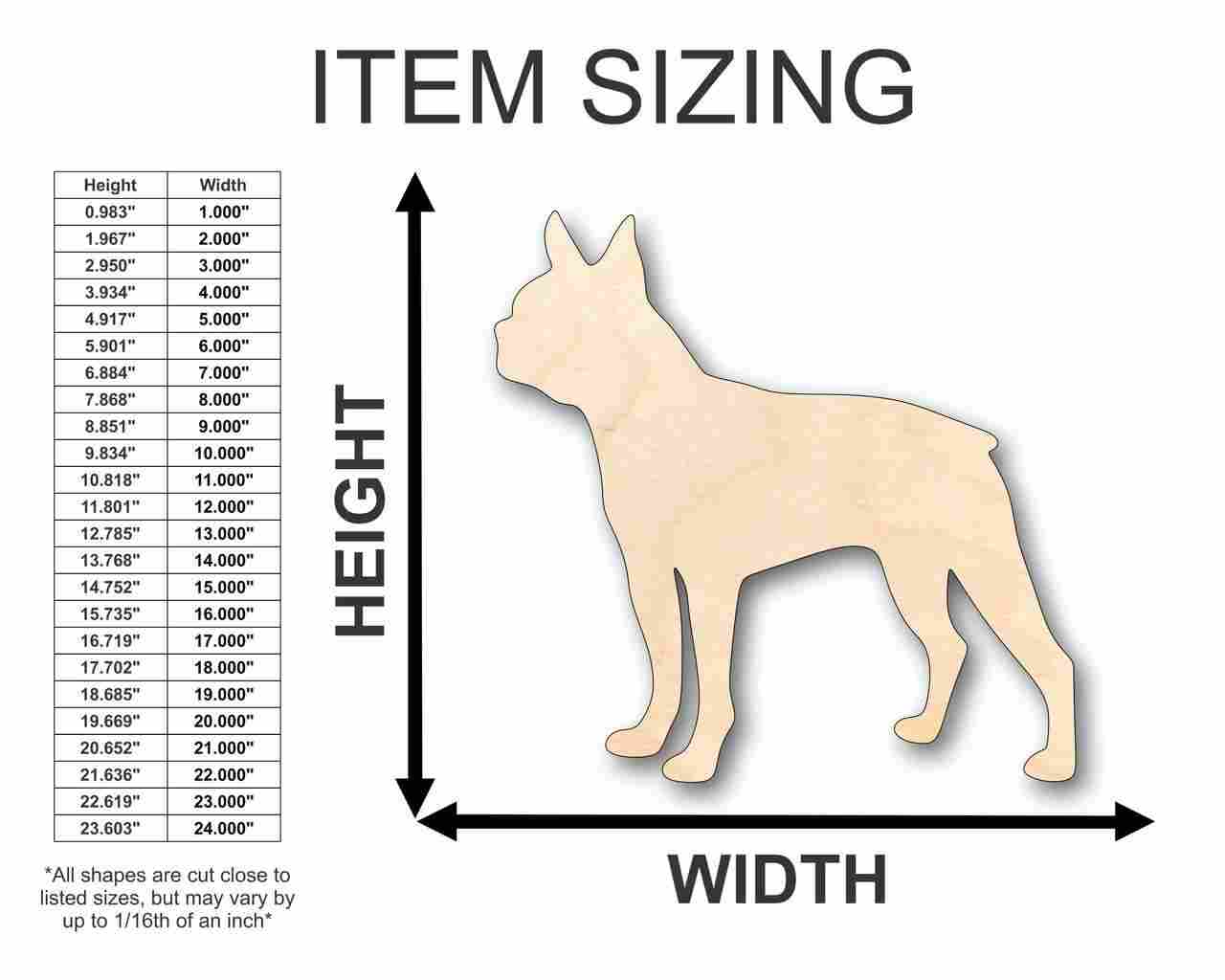 Unfinished Wood Boston Terrier Dog Shape - Animal - Pet - Craft - up to 46" DIY - Image 2