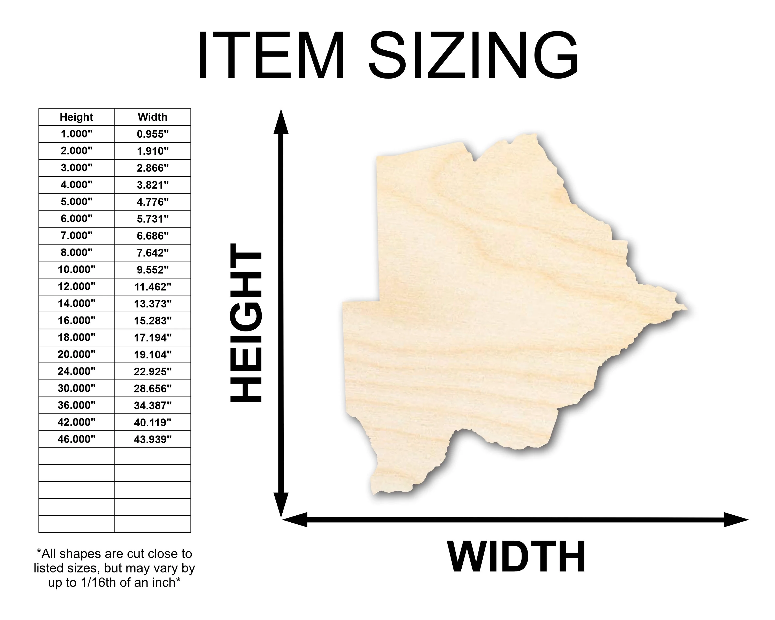Unfinished Wood Botswana Shape - Craft - up to 46" - Image 2