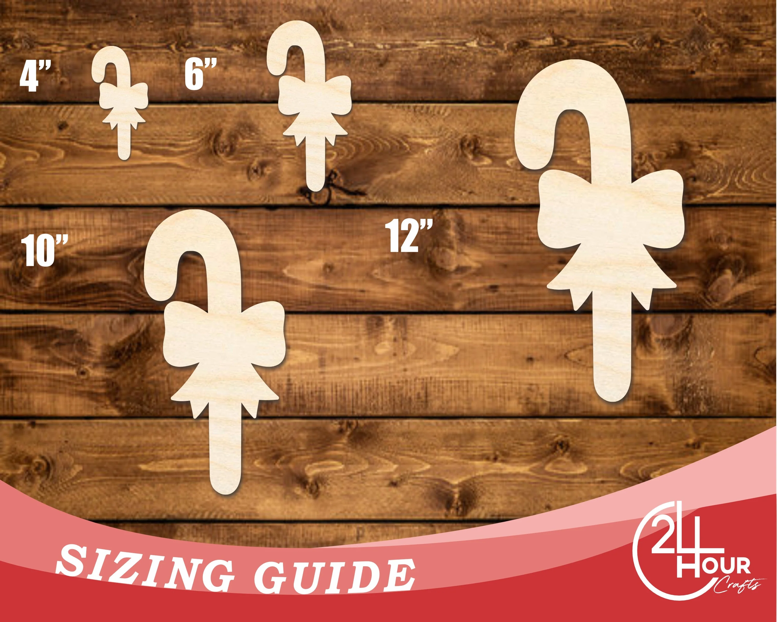 Unfinished Wood Bow Candy Cane Shape | DIY Craft Cutout | up to 46" DIY - Image 3